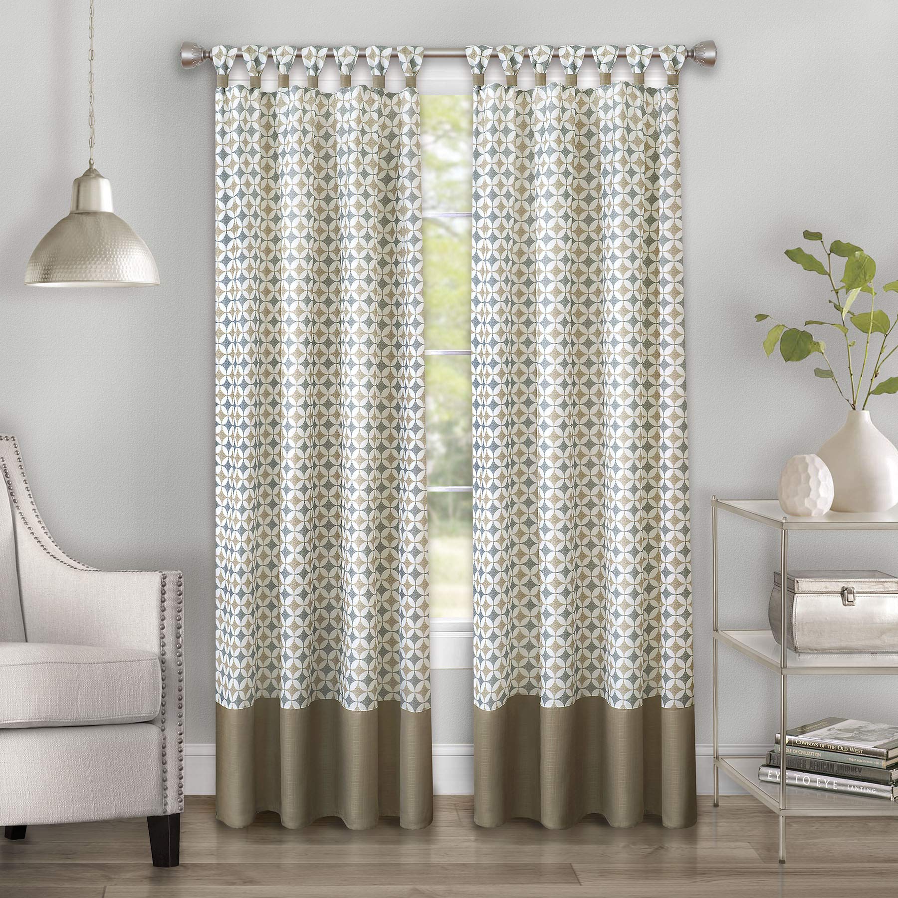 Achim Home Furnishings Cuff Tab Top Panel Callie Window Curtain, 52" x 63", Taupe/Silver