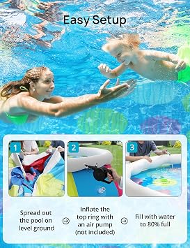 EVAJOY 10ft x 30in Above Ground Swimming Pool - Easy Set Inflatable Top Ring for Adults, Family, Backyard, Outdoor With Cover