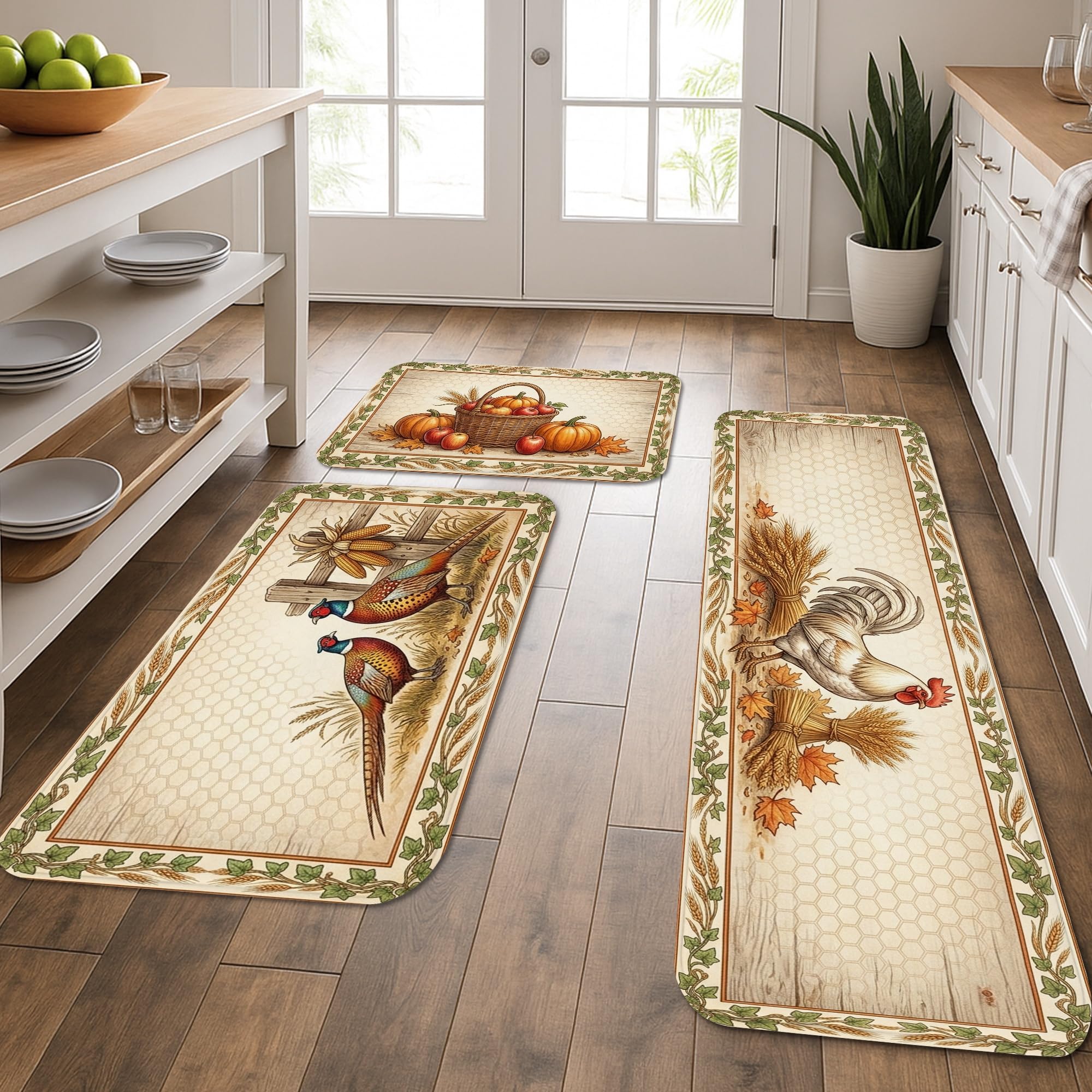 Tapis de cuisine lavables lot de 3 doux et absorbants pour évier
