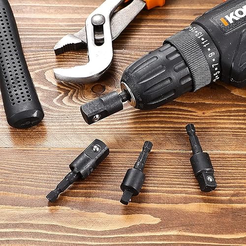 Miniatura 9 de Juego de adaptadores de 4 piezas para taladro eléctrico, giratorio en 360, 14 pulgadas, 38 pulgadas, 12 pulgadas, adaptador de extensión de taladro