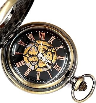 Amazon | スチームパンク ブルー時計針 ローマ文字 スケルトン機械