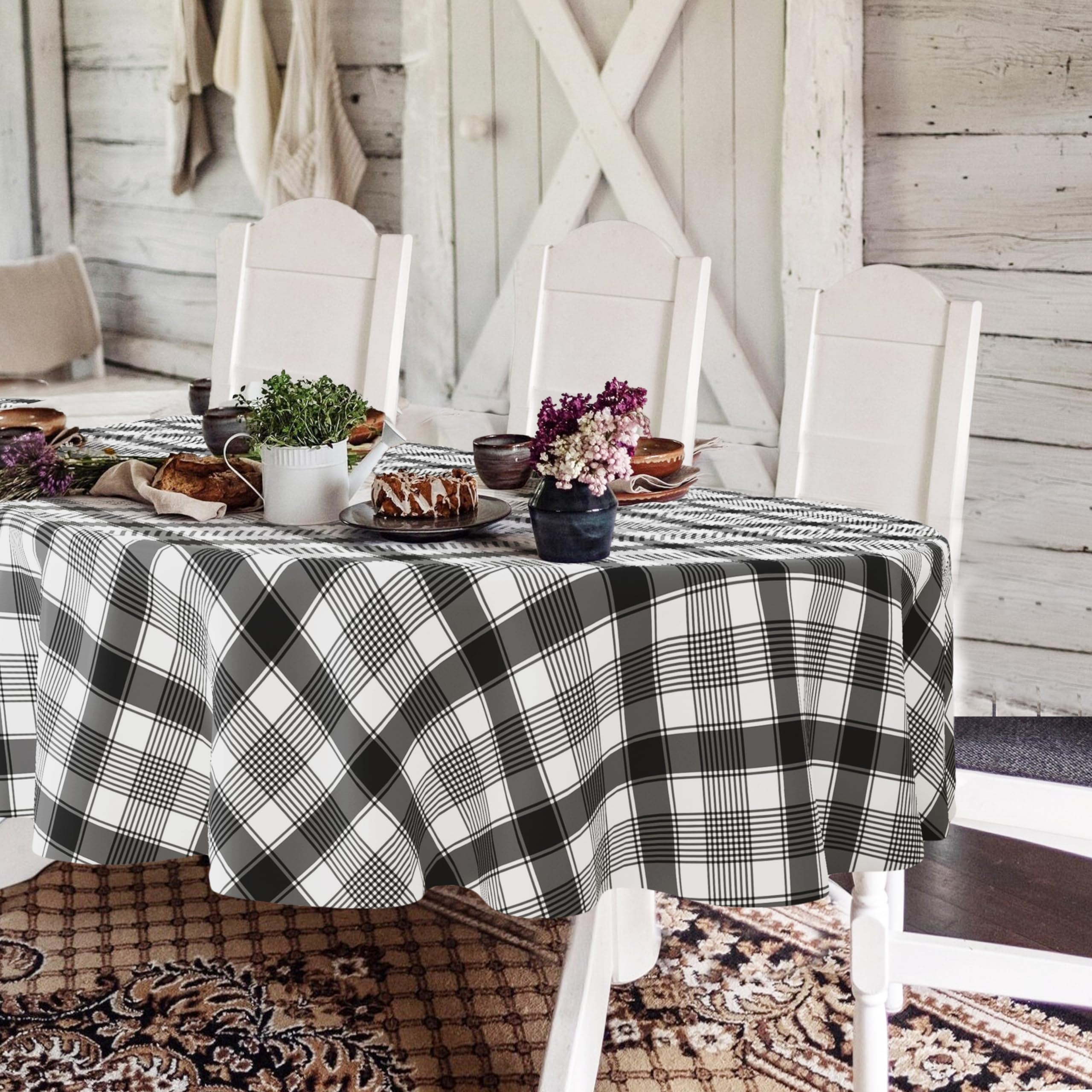Amazon.com: Buffalo Plaid Oval Tablecloth 60x84 Inch, Black and