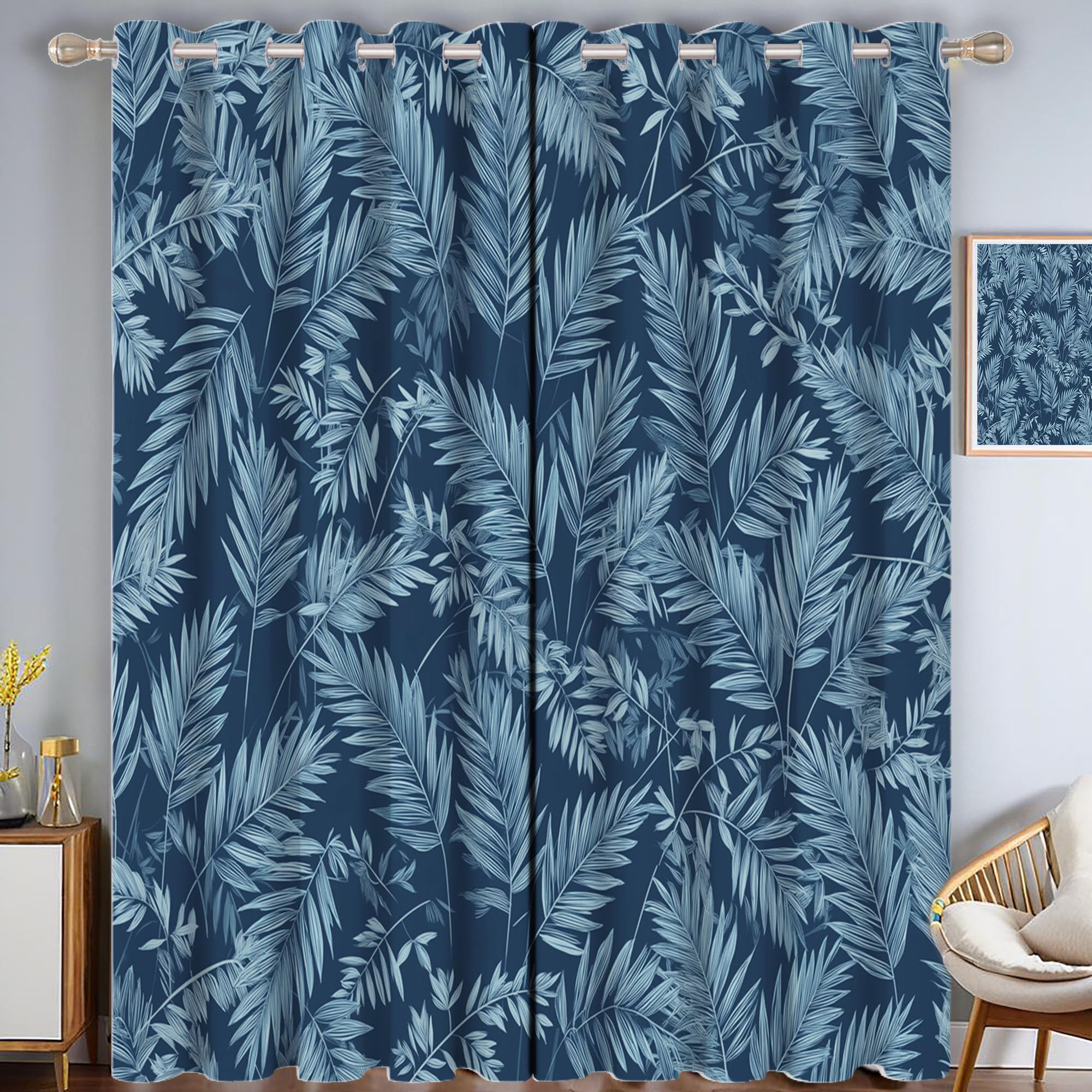 Rideau occultant bleu foncé 140x175 cm idéal pour le sommeil en chambre d'enfant