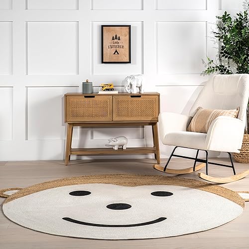 Miniatura 7 de nuLOOM Weylyn Monkey - Alfombra de yute tejida a mano para niños, 4 pies, color marfil