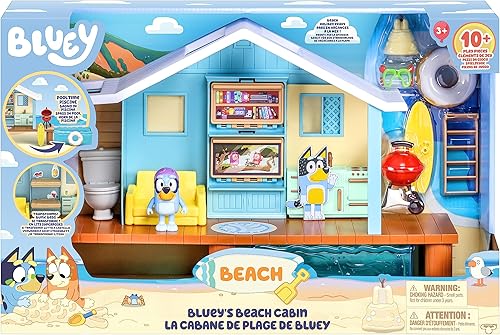 Miniatura 2 de Bluey Juego de cabaña de playa, 10 pulgadas, juego personalizable para niños pequeños con 10 piezas de juego y figura con gafas de 2.5 pulgadas