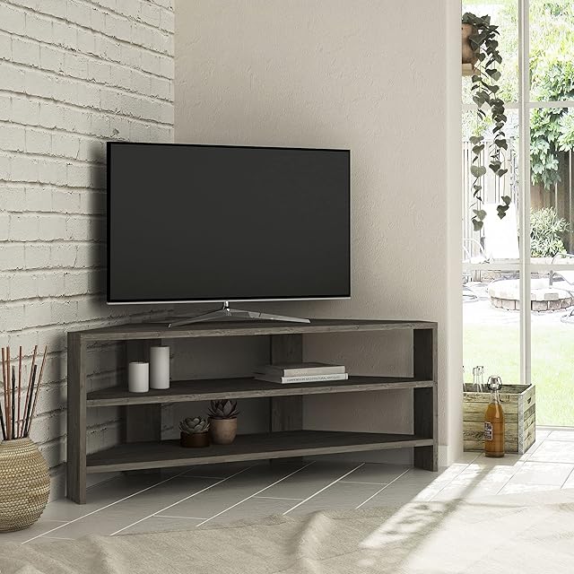 HOCUS PICUS Corner TV Unit with 2 Shelf for Living Room, Office ext. Multi Colour Option for Decorations by Hocuspicus (Dark Coffee)