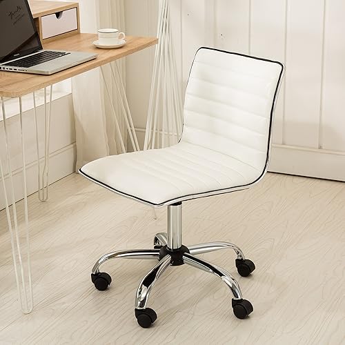 Miniatura 8 de Roundhill Furniture Fremo Chromel - Silla de oficina ajustable con elevación de aire, color blanco
