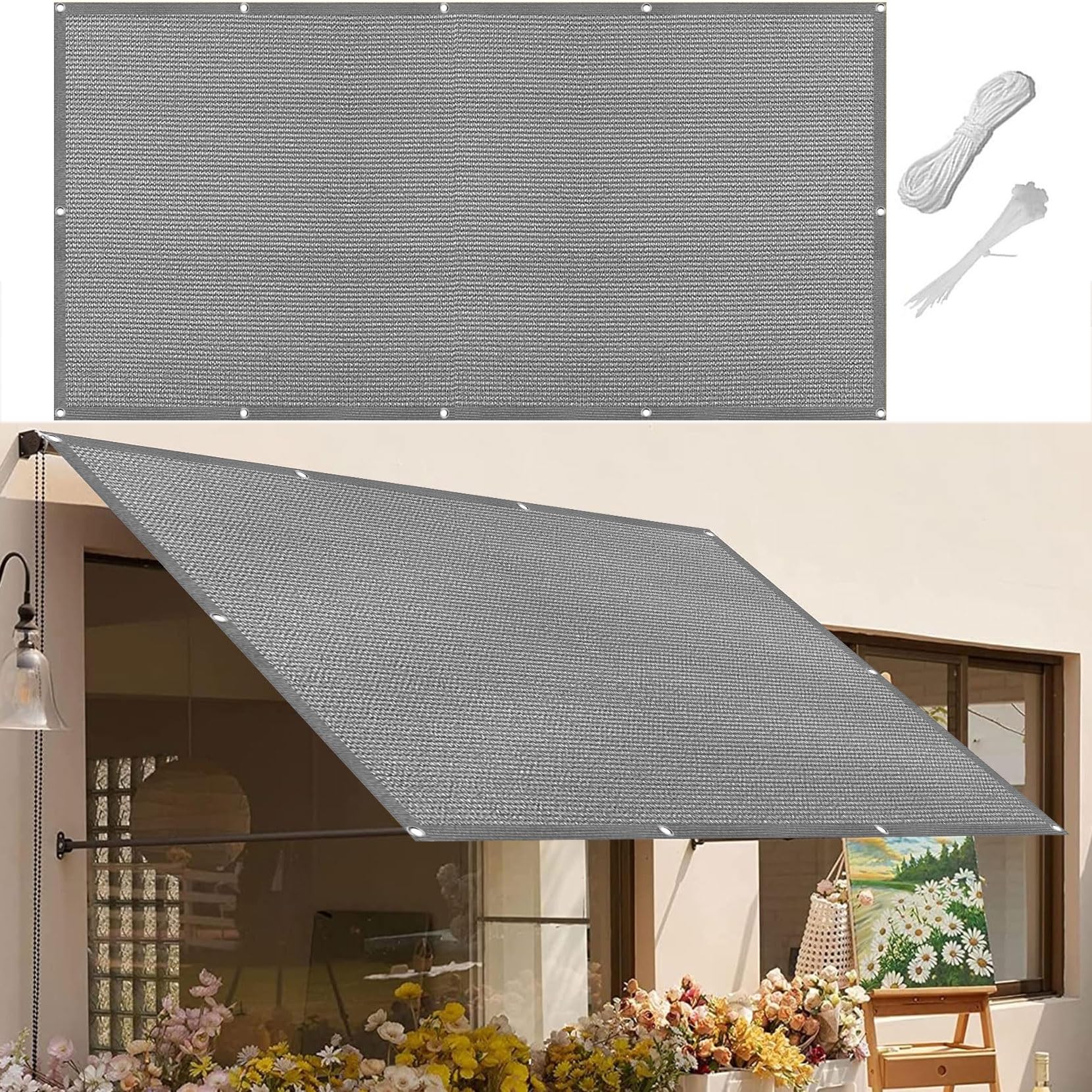 Voile d'ombrage gris pour patio et jardin 85x280 cm idéal terrasse extérieure