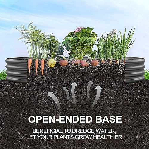 Miniatura 10 de Land Guard Cama de jardín elevada de metal de 6 pies, 2 macetas galvanizadas elevadas para verduras