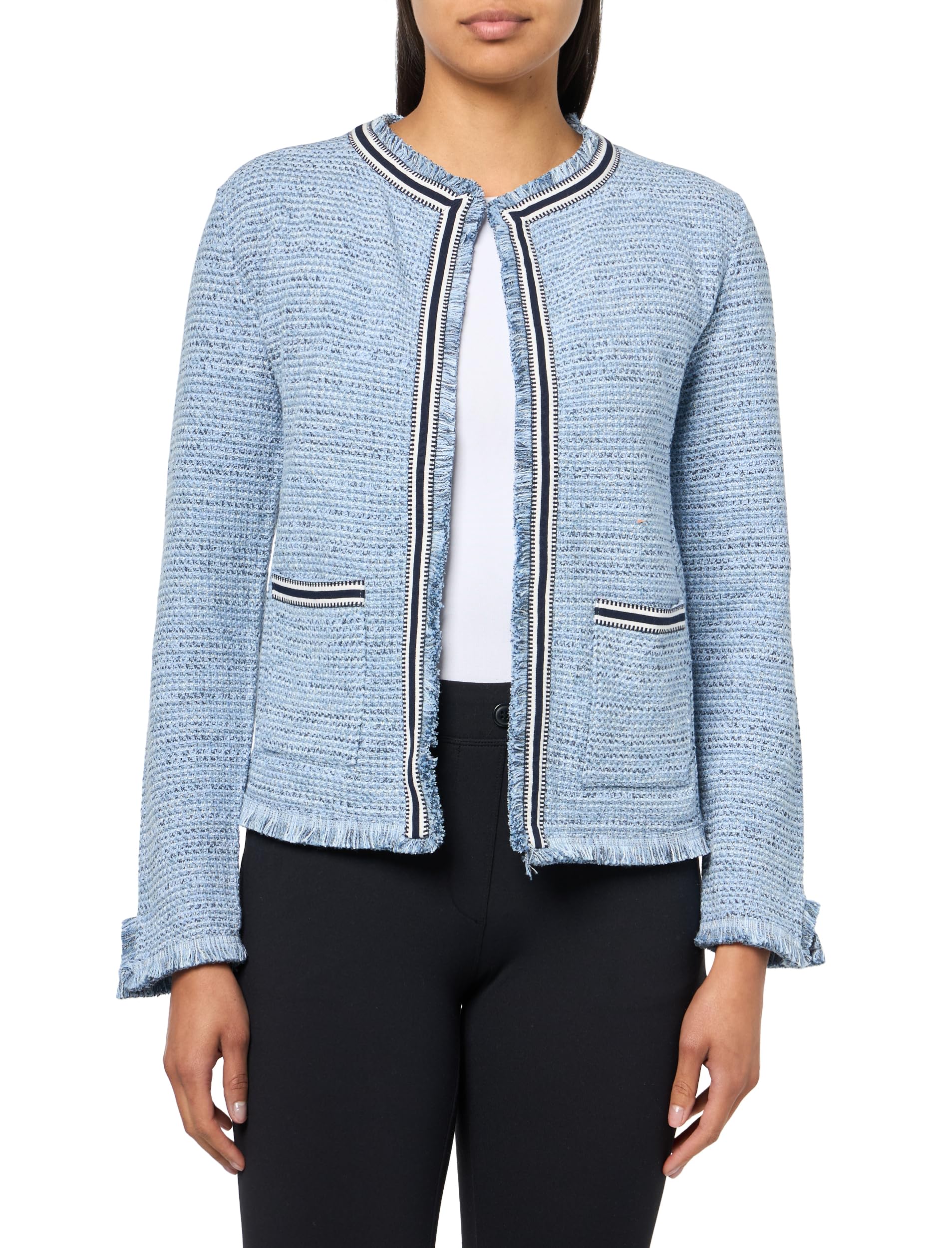 NIC Zoe Womens Indigo Fringe Mix Knit Jacket