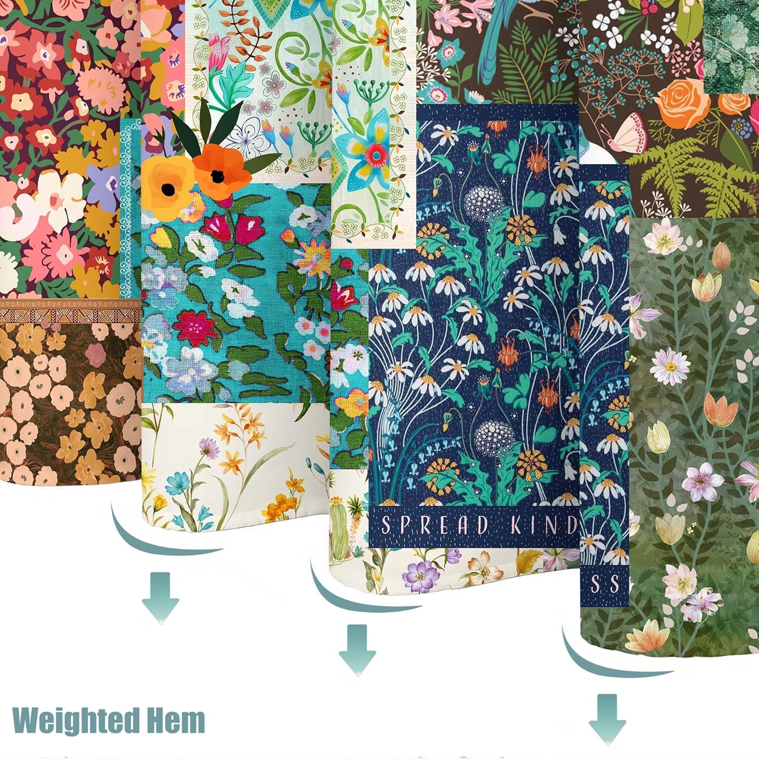 Neasow Boho Patchwork Shower Curtain for Bathroom, Bohemian Style Colorful Floral Stitching Vintage Retro Shower Curtain with Hooks, Polyester Fabric Waterproof Bath Decor 72x72 inch