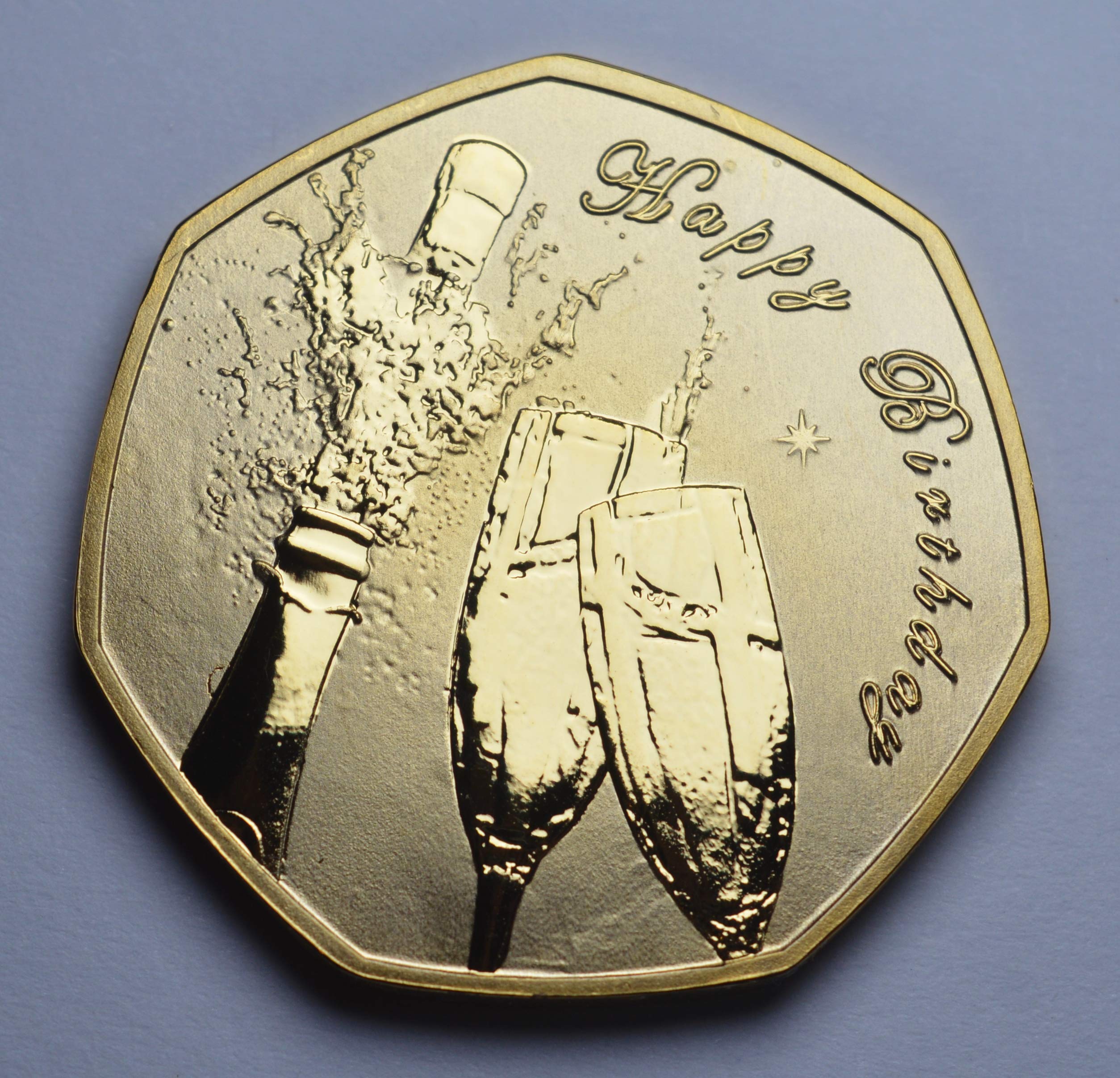 The Commemorative Coin Company 50th Birthday 24ct Gold Commemorative '50 & Fabulous'. Unique Gift/Present 50 Fifty Years. Champagne/Prosecco