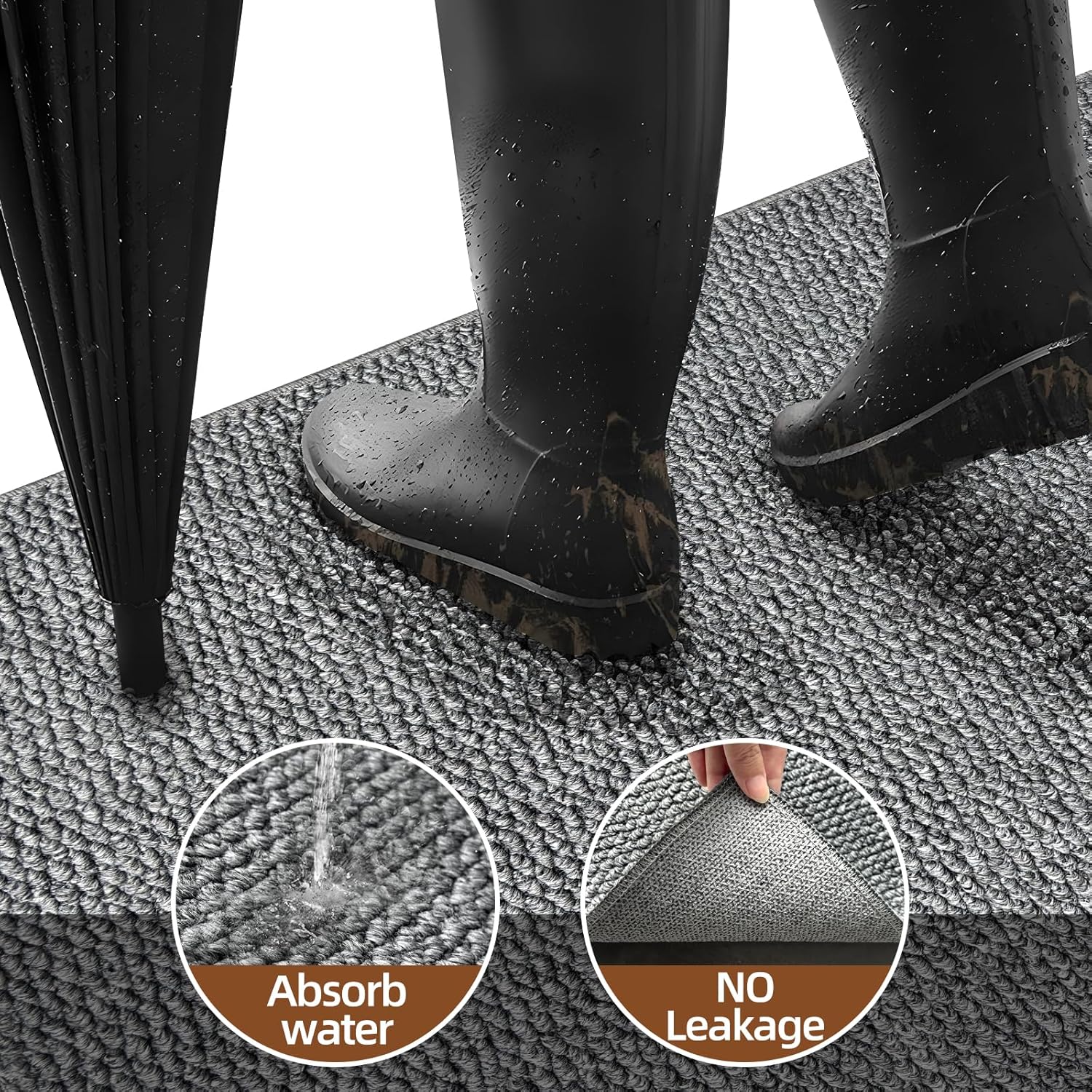 Indoor Door mat 20" x 32", Dirt Trapper Door Mat, Non-Slip Washable Entrance Mat, Dirt Resistant and Absorbent Welcome Mat,Low-Profile Doormat for Entryways, Front Doors, and Indoor Entrances, Grey