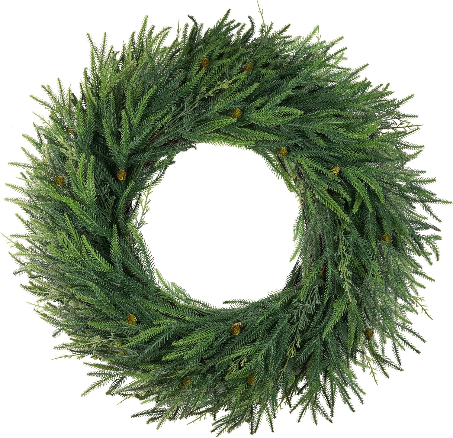 30" Norfolk Pine Wreath for Front Door,Christmas Spring Summer Wreath Greenery aound Year, DIY Large Artificial Greenery Christmas Outdoor Wreath for Porch,Window,Farmhouse,Home,Holiday,Hanging Decor 32 Inch