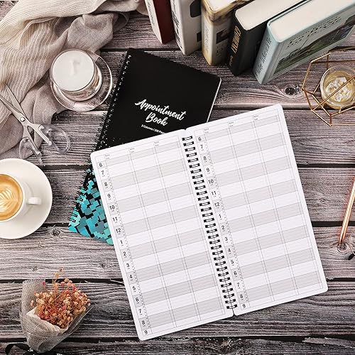 Miniatura 9 de Libro de citas – Libro de citas de salón sin fecha, libro de horarios diarios y por hora con 200 páginas, de 6 AM a 9 PM, planificador diario de