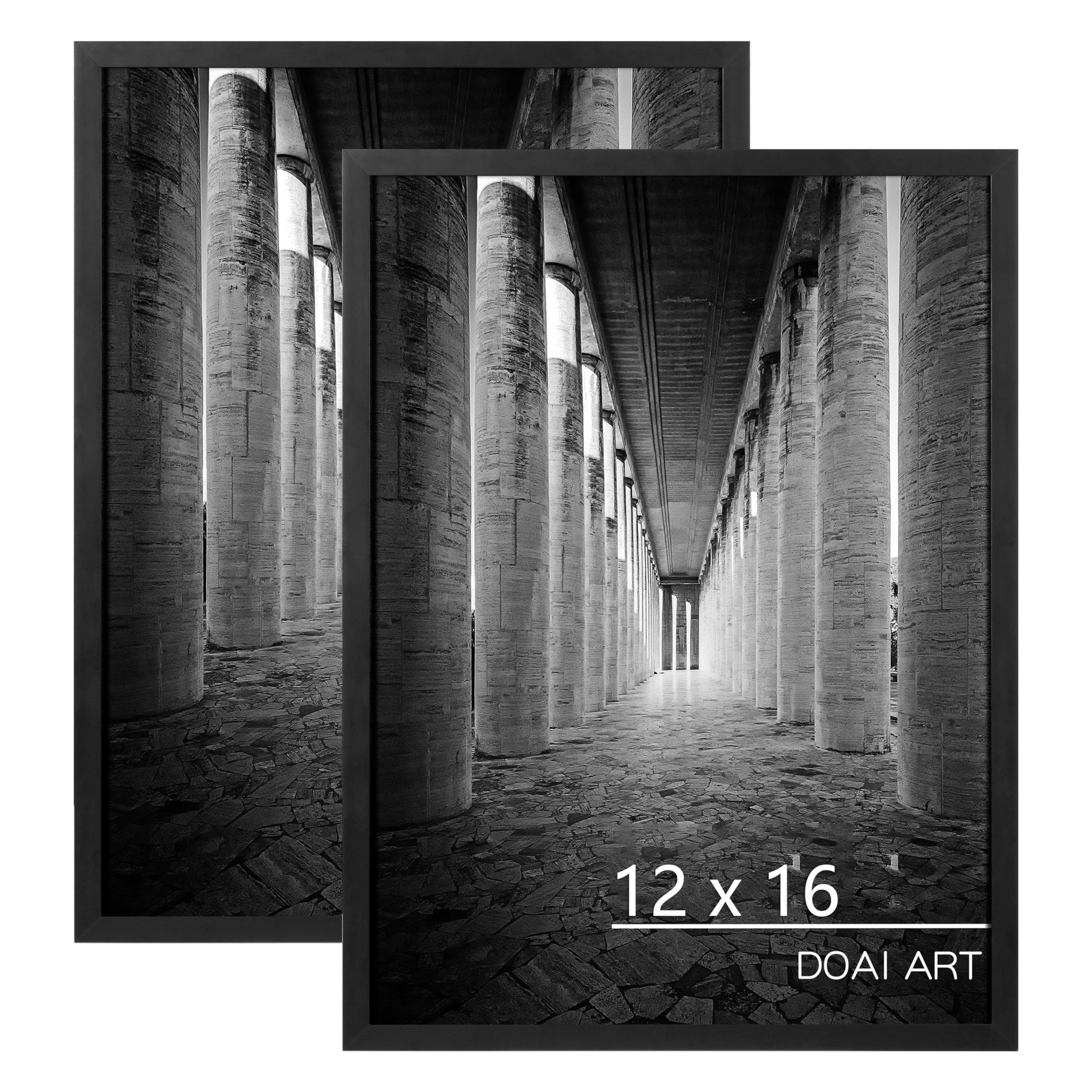 DOAI ART 12x16 Black Poster Frame 2 Pack, Woodgrain 12 x 16 Picture Frames — image 1