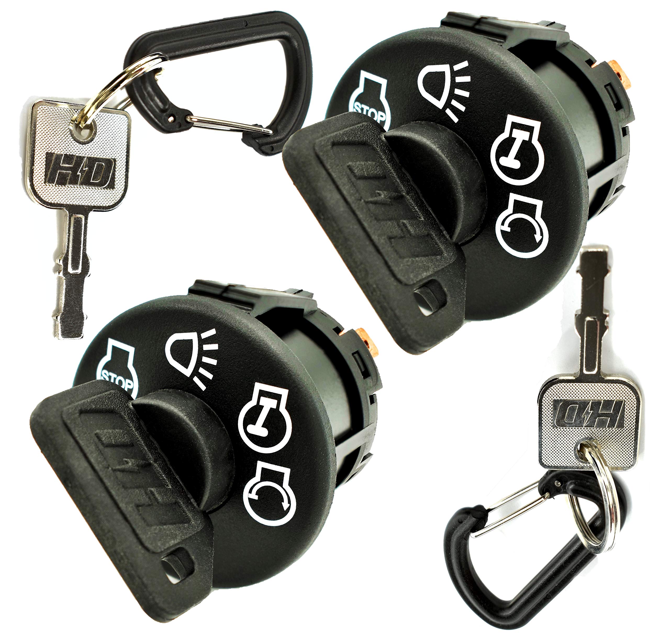 HD Switch - 2 Pack - 532175566 532163968 583068901 175566 163968 Starter Ignition Switch fits Husqvarna AYP Craftsman Poulan w/ 2 Umbrella Keys, 2 Spare Keys & 2 Free Carabiners
