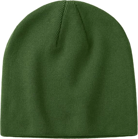 100% Cotton Beanie Hat for Men Women, Cuffless Winter Knit Skull Cap