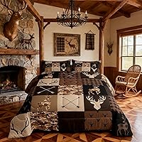 Vista 79 de Juego de edredón Deer Bear para niños tamaño completo, juego de ropa de cama rústica de aventura de caza para decoración de habitación de niños