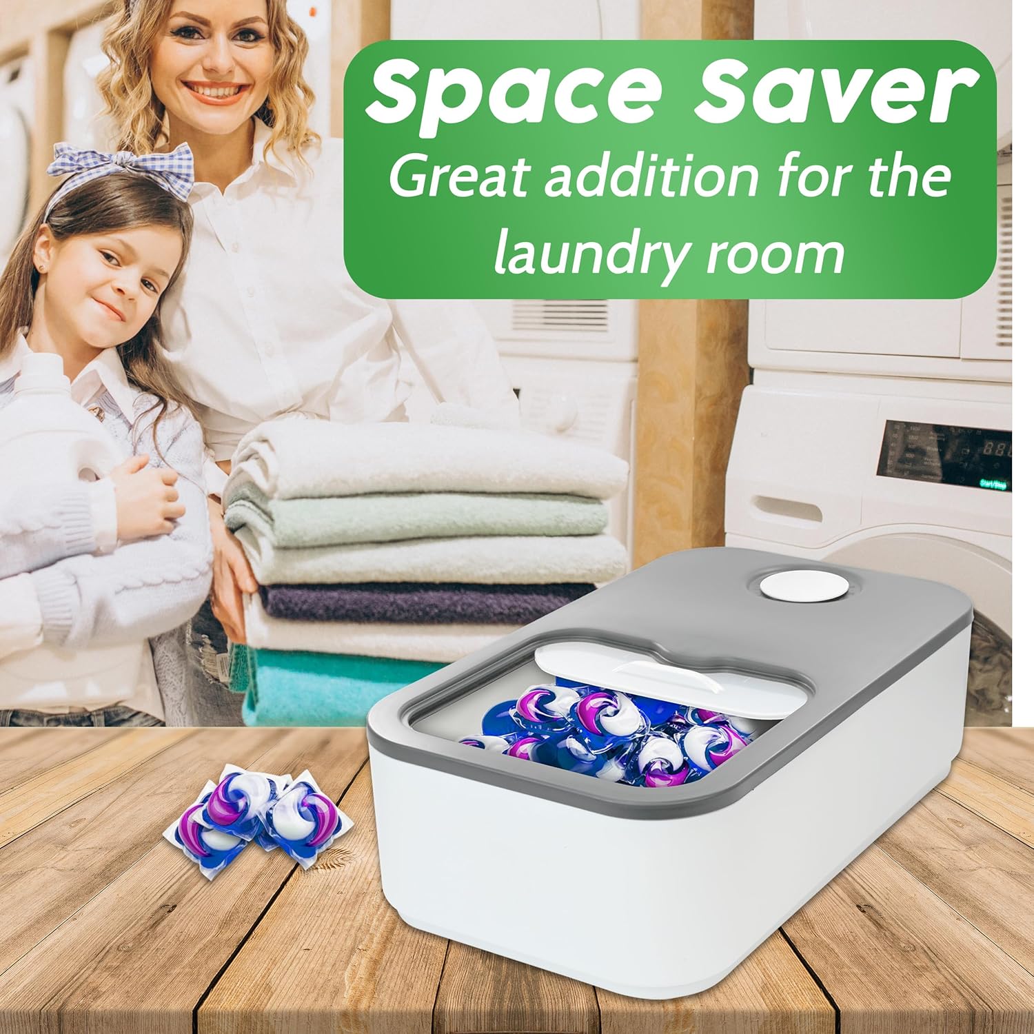 XPACK Laundry Pod Organizer - Sleek laundry room organization and storage| Stylish Storage containers for Laundry Detergent and Dishwasher Pods (Grey)