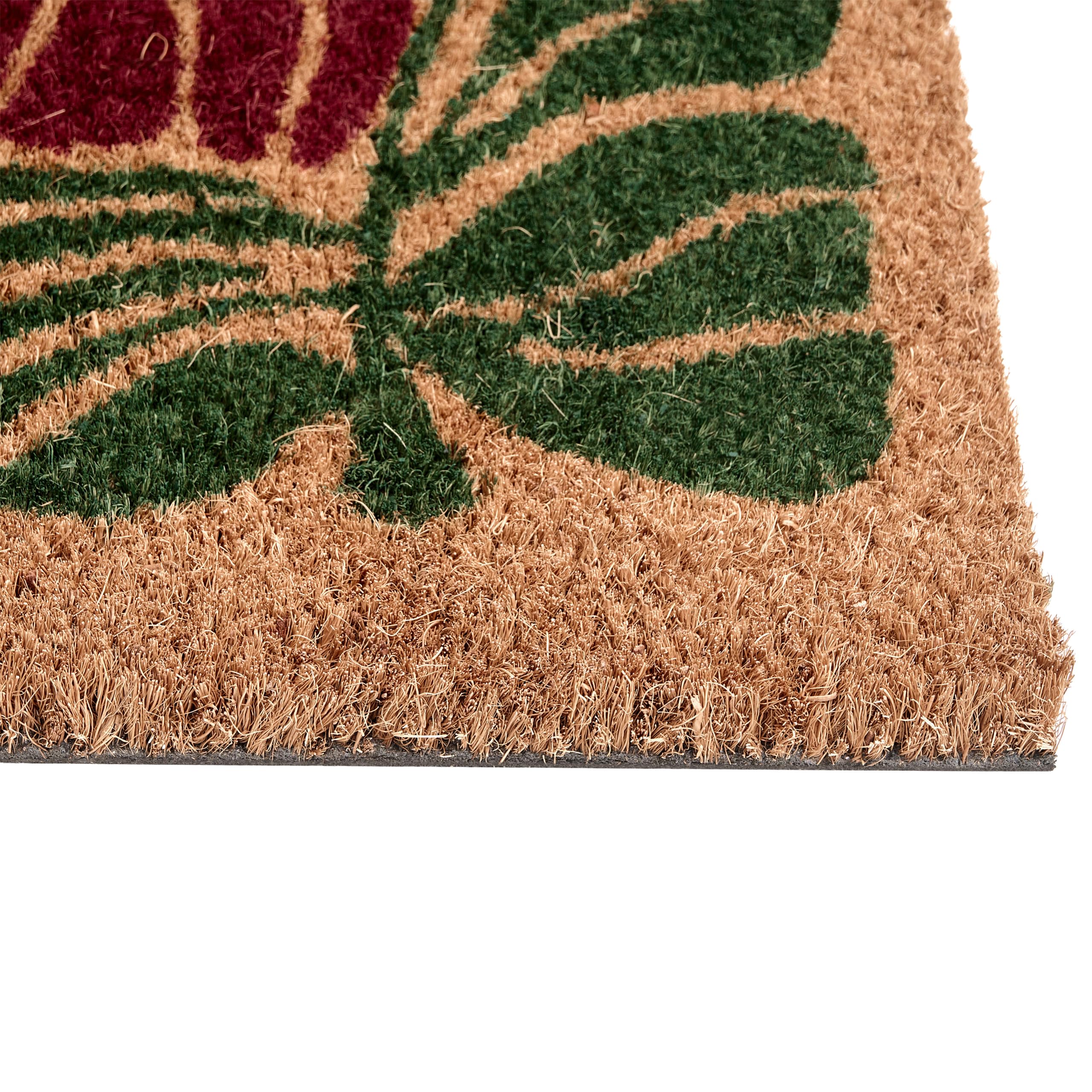 Beliani Paillasson d'Entrée en Fibre de Coco 50 x 80 cm Dessous PVC Antidérapant Motif Floral Multicolore Tanalian