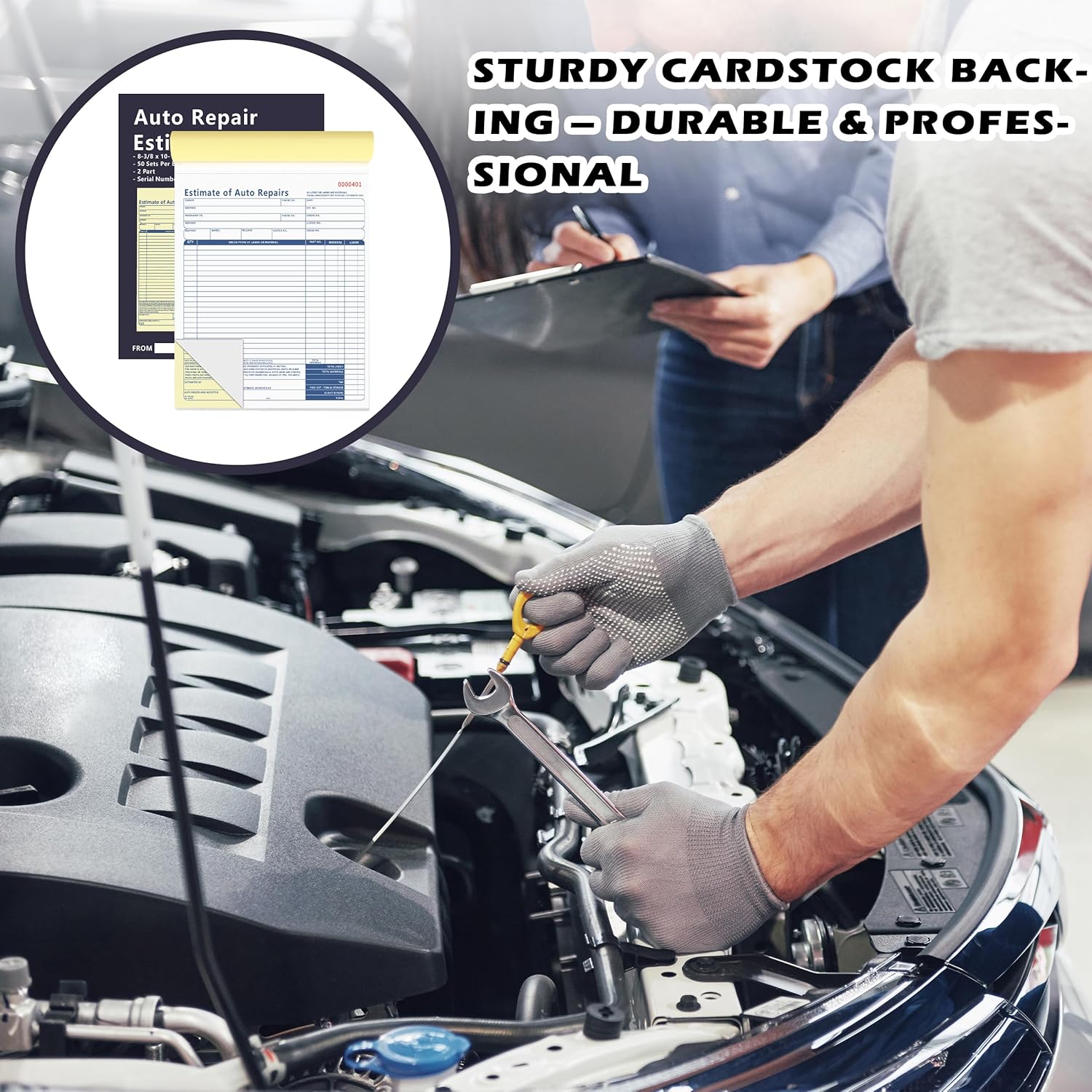2 Pcs Auto Repair Estimate Book 50 Sets 2-Part Carbonless Duplicate 8-3/8 x 10-11/16 Inches Repair Estimate Book for Auto Repair Shops and Independent Mechanics (2)