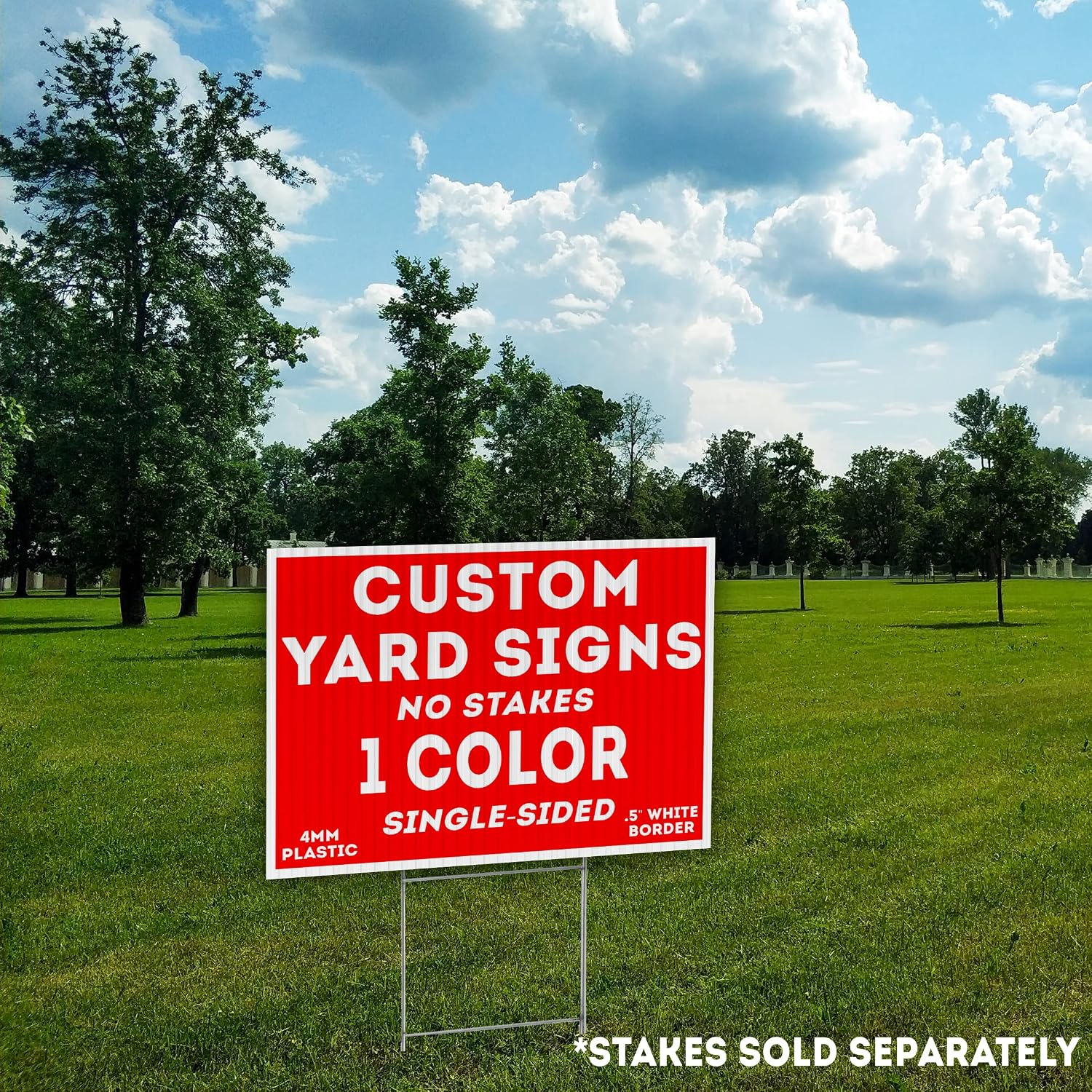 50 Pack of 18" x 24" Custom Single (1) Sided Yard Signs - 24" x 18" Lawn Sign Printing