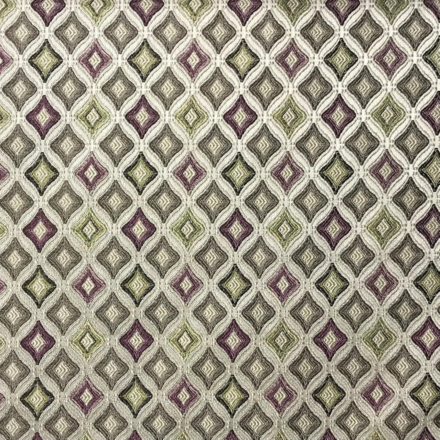 Luxurious Woven Jacquard Classic Diamond Design Furnishing Fabric for Upholstery, Window Treatments, Craft - Width 54 inches - Fabric by The Yard (Green & Purple)