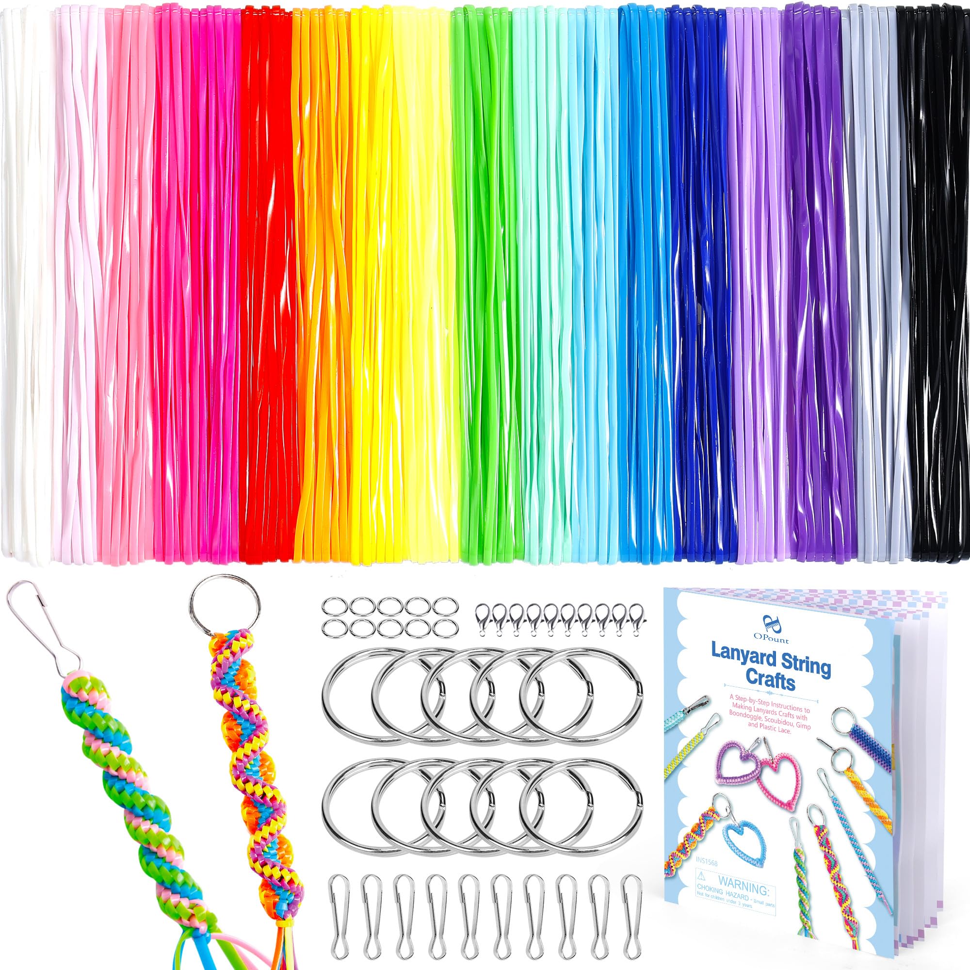 PP OPOUNT 18 Colors Solid Lanyard String Kit with Clasps