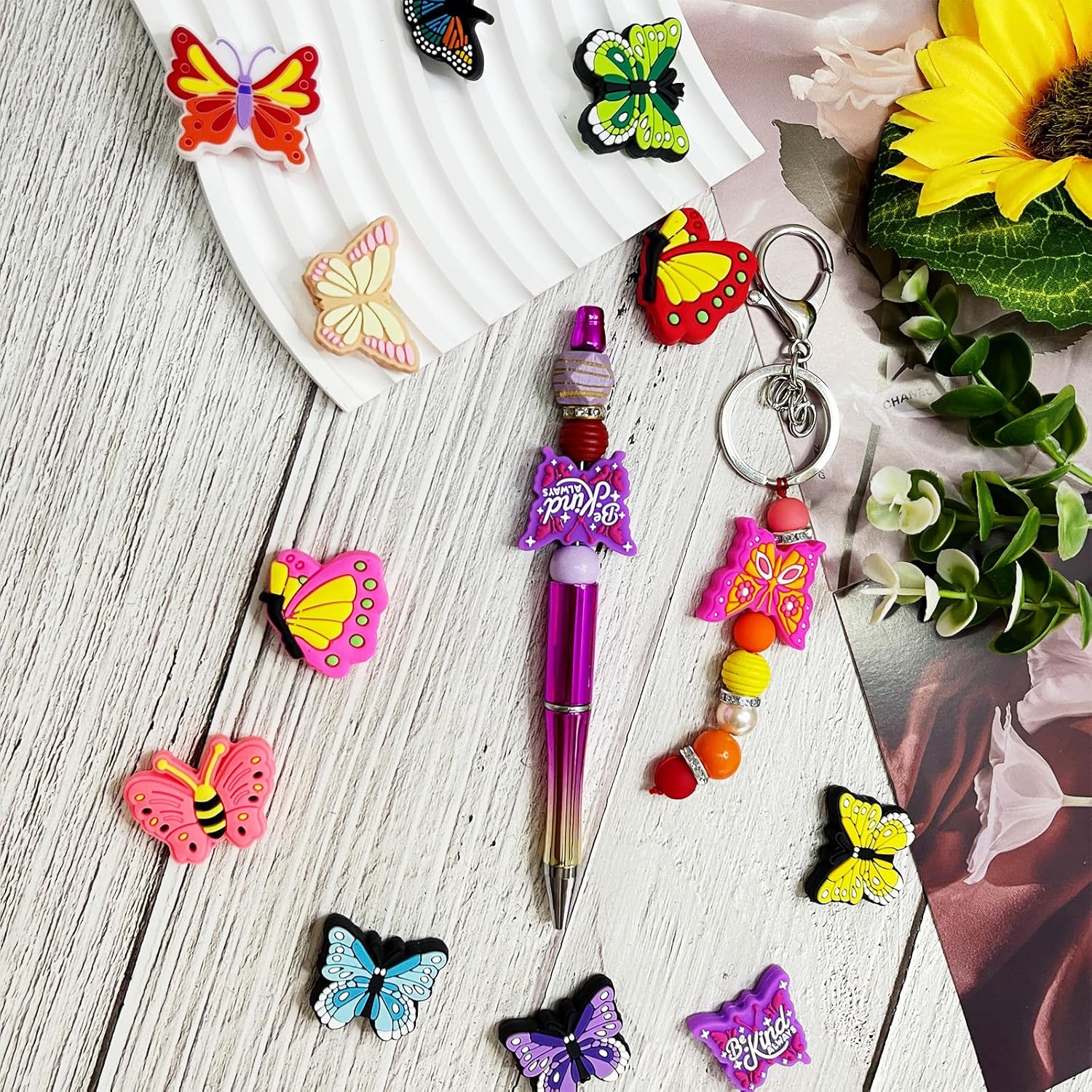 25 Pcs Silicone Focal Beads for Pens Butterfly DIY Bracelet Necklace Keychains Jewelry Bead Pens and Halloween Christmas Holiday Decoration - Image 4