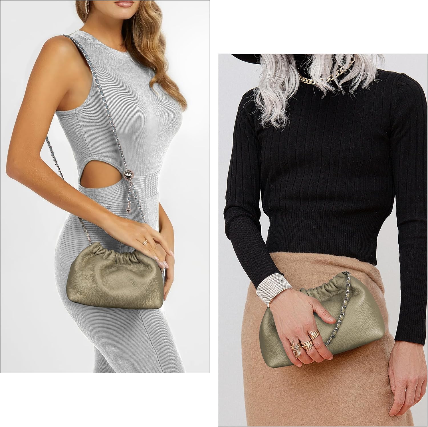 Joryin Trendy Dumpling Women's Crossbody Bag - Evening Clutch Vegan & Genuine Leather Hobo Cloud Purse - Image 3