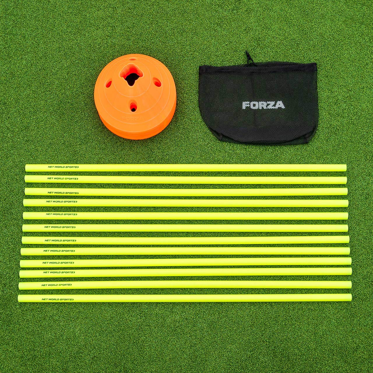 FORZA Set Ostacoli con Coni - Esercizi Ad Alta Intensità | Set Calcio | Accessori per Addestramento | Set con Cinesini E Pali | Agilità E velocità | Attrezzature per Scuola