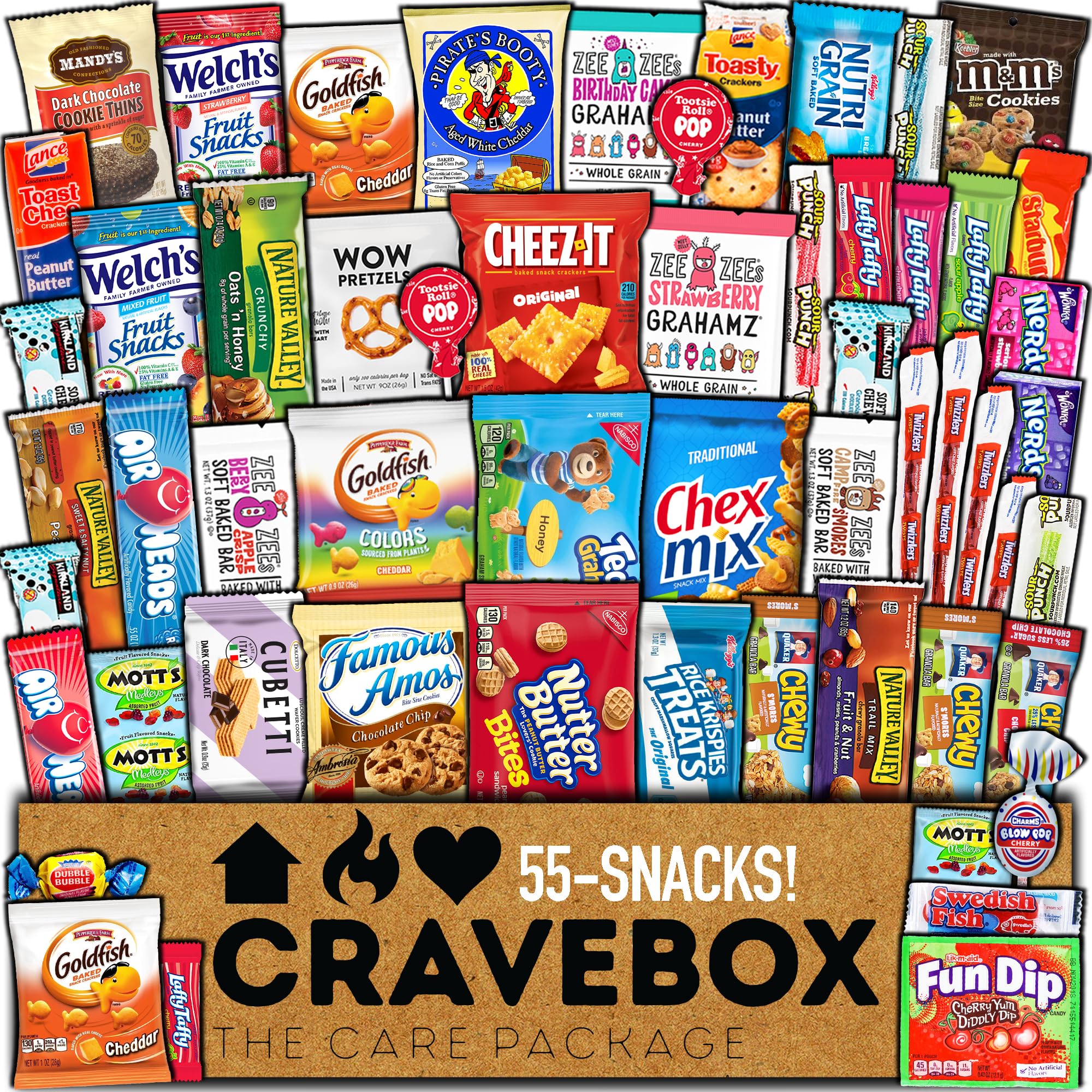 CRAVEBOX Snacks Box Variety Pack Care Package (55 Count) Easter Treats Gift Basket Adults Kids Grandkids Guys Girls Women Men Boyfriend Birthday Cookies Chips College Student Office School