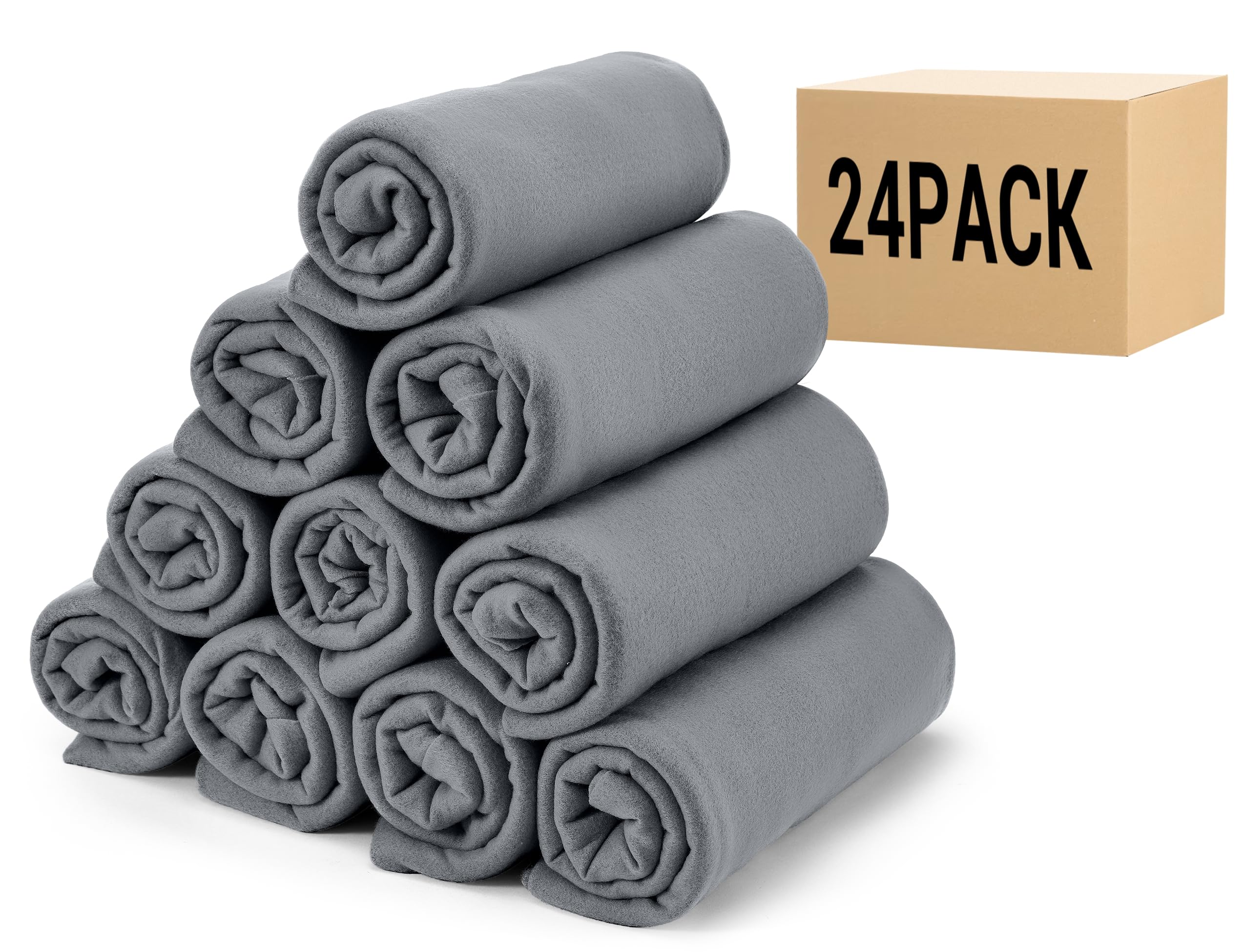 Photo 1 of CULVE 24 Pack Fleece Throw Blanket 50"x60" (Gray)