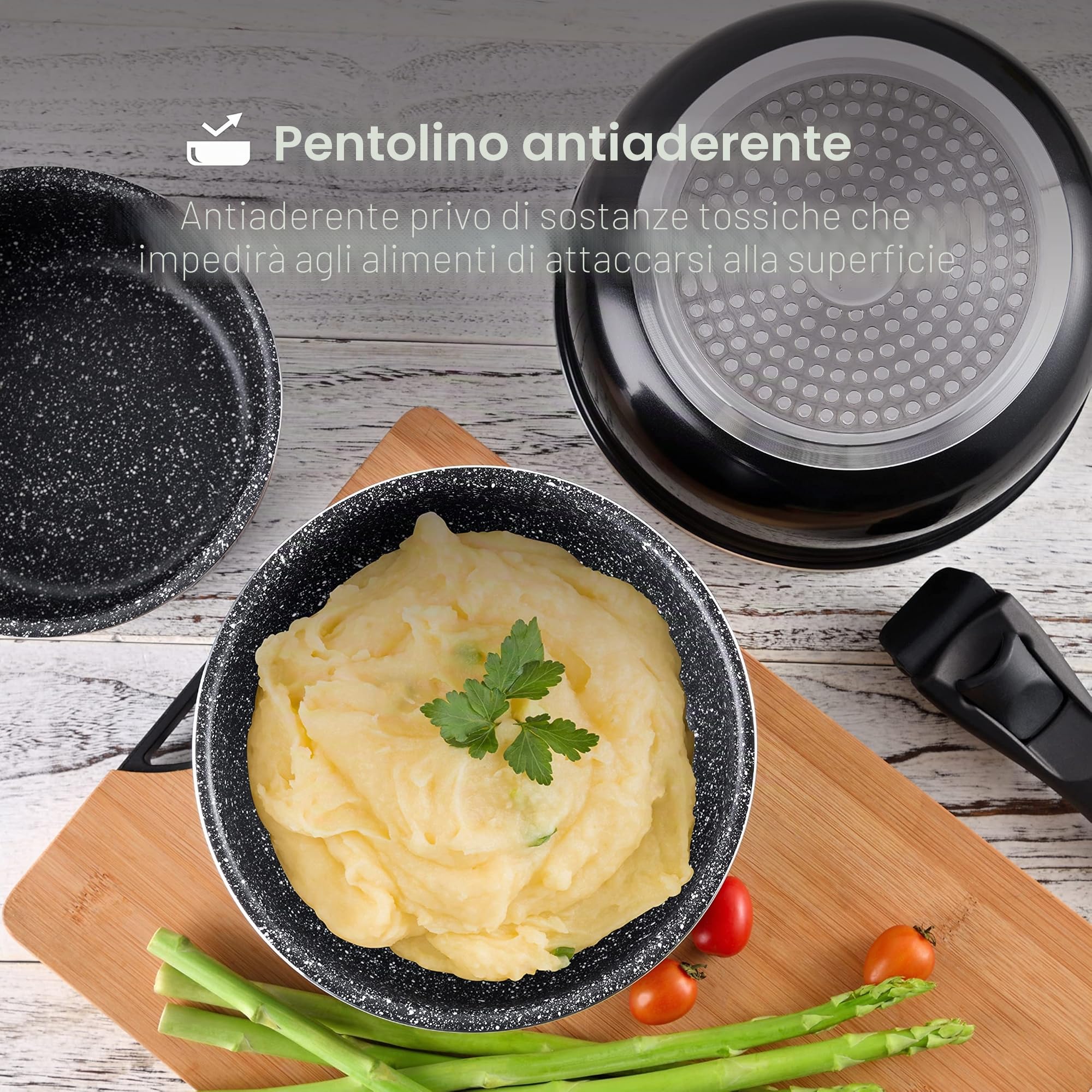 BERGNER | Set di Pentole da Cucina | 3 Pezzi da 16, 18 e 20 cm | Alluminio Pressofuso e Antiaderente | Con Manico Ergonomico Estraibile | Accessorio da Cucina | Per Tutti i Tipi di Cucina e Forno