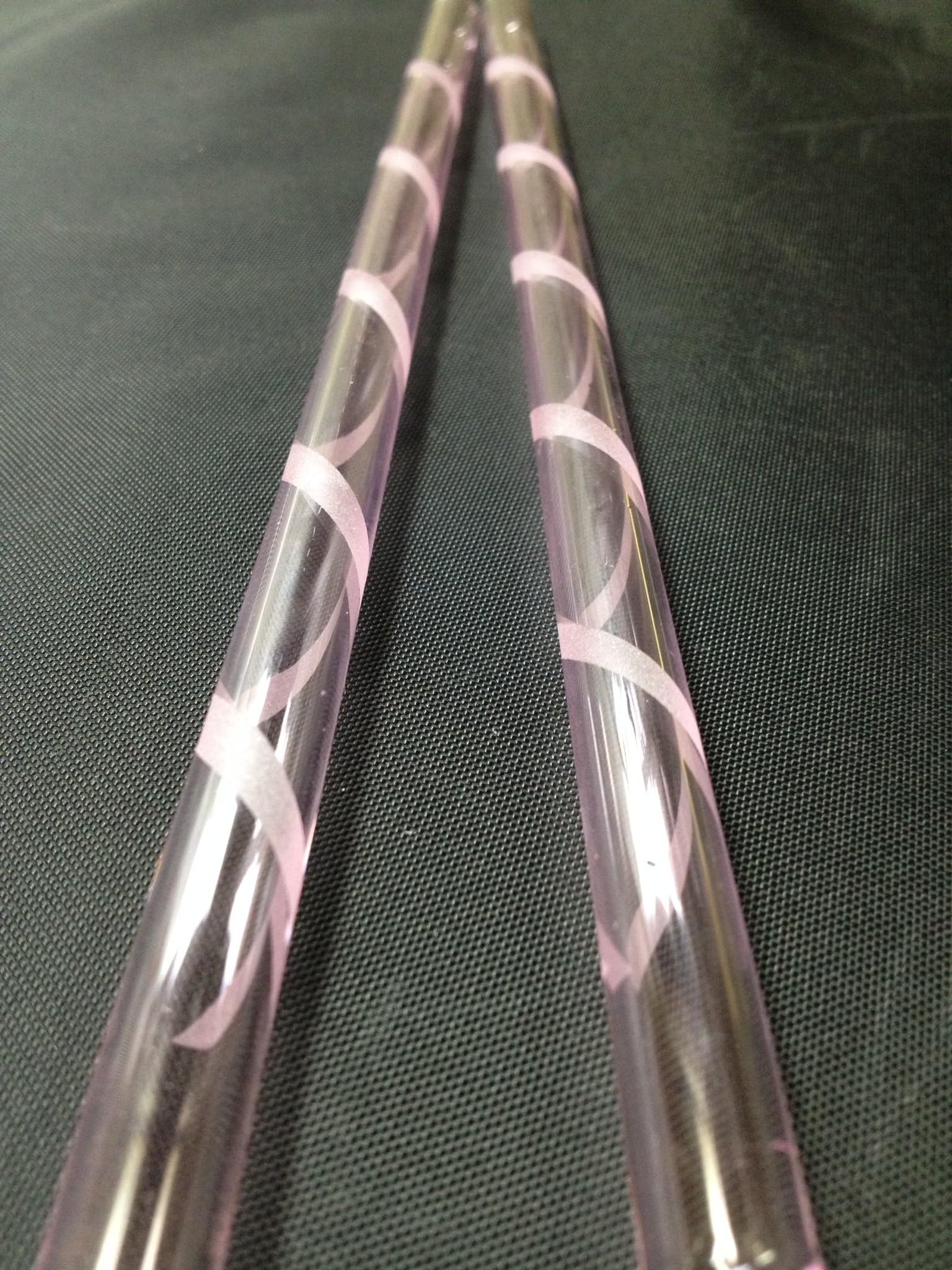 Set of 2-Beautifully Designed, Clear, Pink Pyrex Glass Straws with Frosted Twist 9.5mm x 8 in