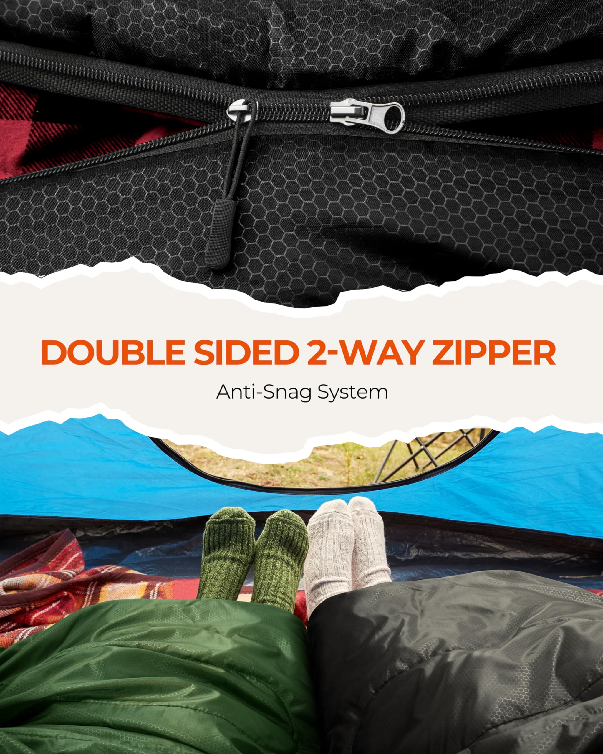 Sportneer Schlafsack Outdoor - Winterschlafsack Flanell 220 x 85 cm Schlafsack Winter mit Abnehmbarer Kapuze, Kompakt Deckenschlafsack 3-4 Jahreszeit Kaltes Wetter Outdoor Winter für Camping