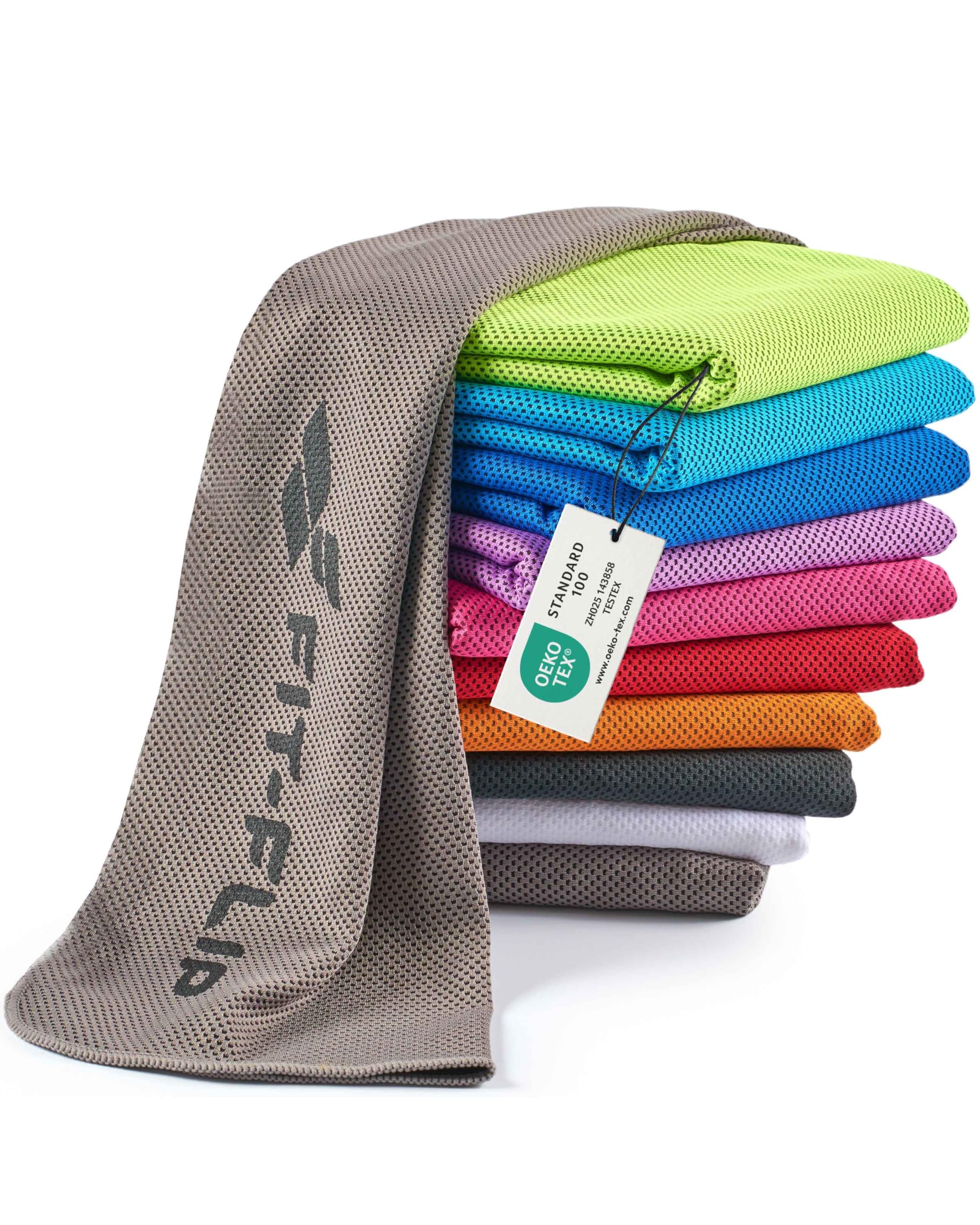 Fit-Flip Kühlendes Handtuch - Ice Cooling Towel und mikrofaser Kühltuch – kühlende Handtücher für Nacken und Hals - Airflip cool Towel für Fitness und Sport - Kühlhandtuch (grau, 120x35cm)