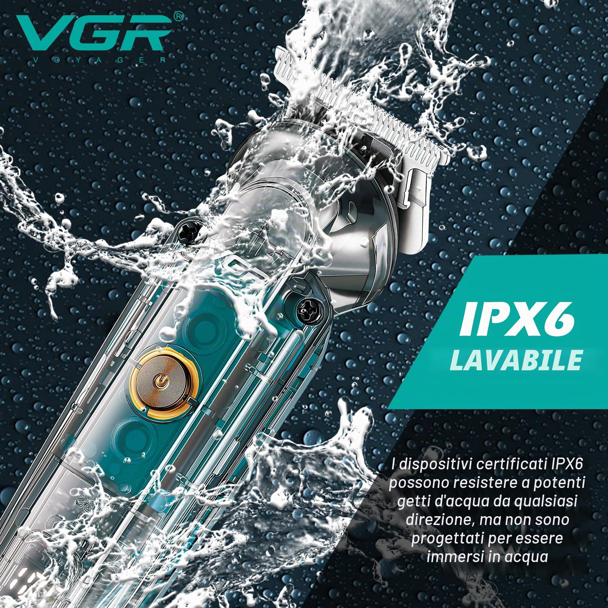 VGR Rasoio elettrico da uomo ricaricabile tramite USB-C All in One Grooming 180 Min Battery IPX6 Waterproof Cordless Hair Clippers – Rasoio elettrico maschio per viso, orecchio, naso, testa, corpo