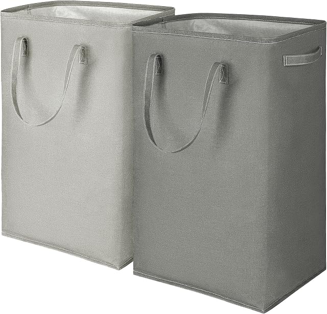 2 Pack 80L Large Laundry Basket, Foldable Washing Basket Clothes Hamper Storage Bag with Long Reinforced Handles, Freestanding Laundry Basket Bin for Bathroom, Bedroom