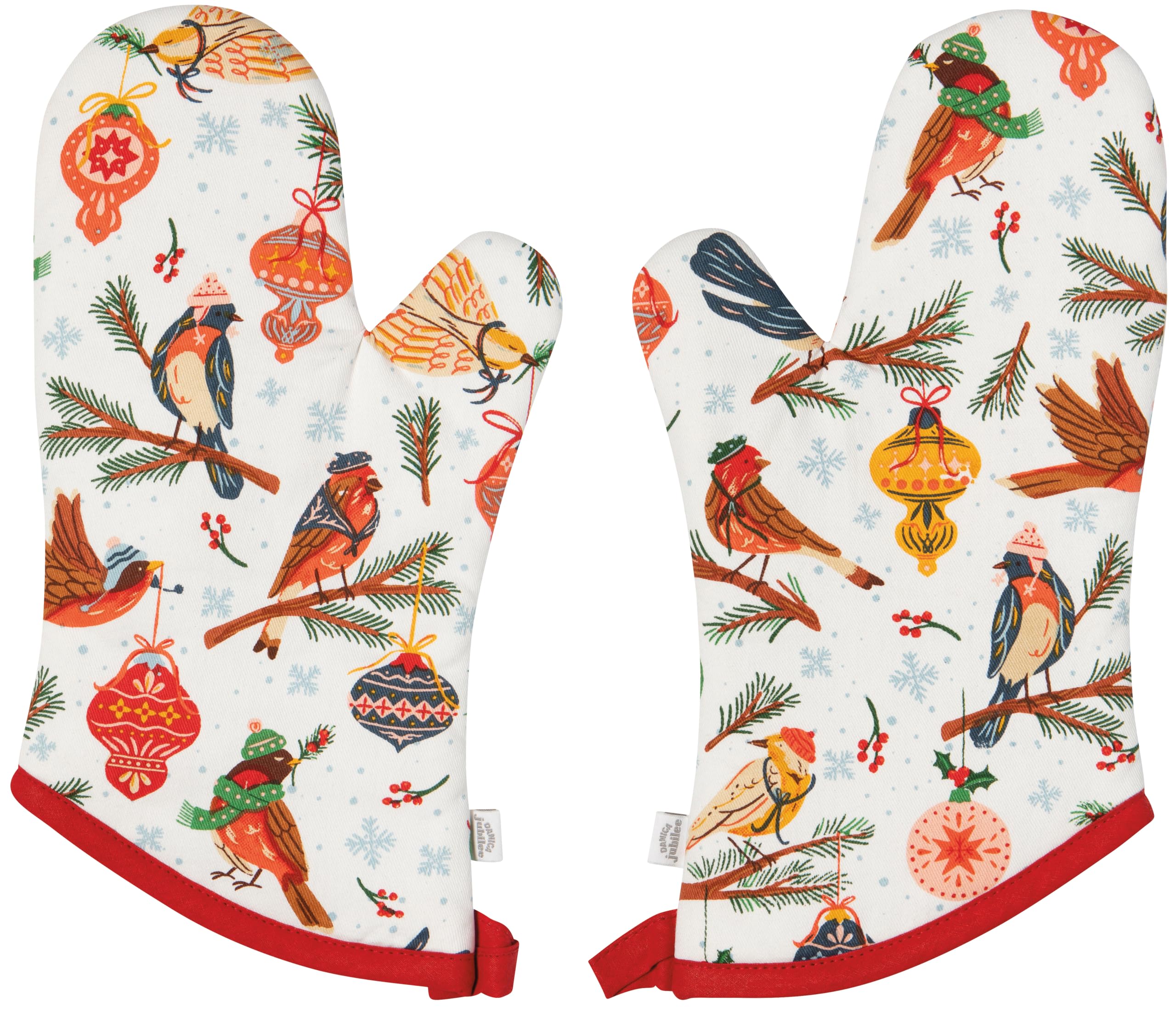 Jubilee Season's Tweetings - Set di 2 guanti da forno in cotone, imbottiti, resistenti al calore, per cucinare e cuocere
