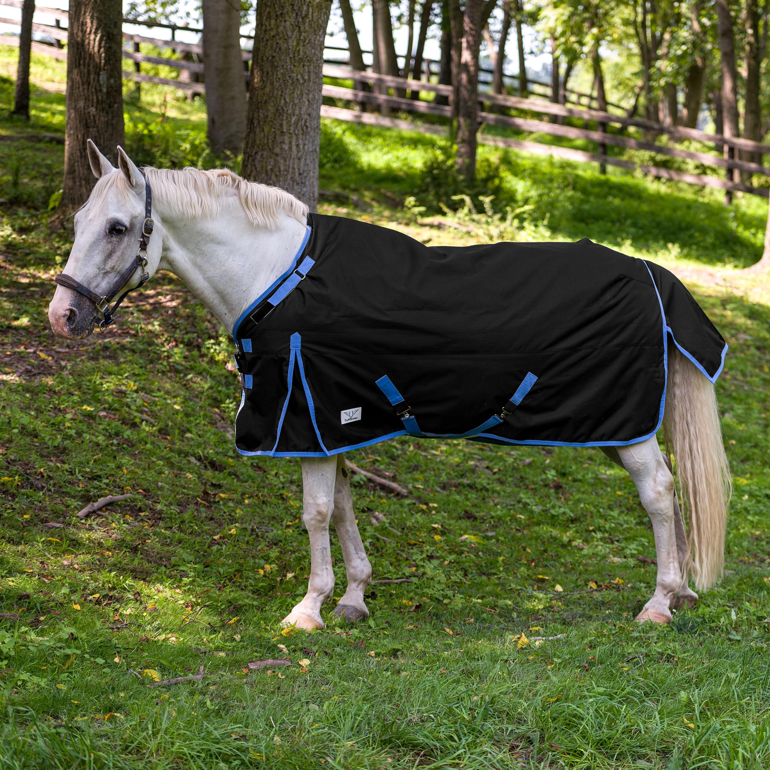 TuffRider Comfy-Fit Medium Weight Turnout Blanket - 1200D, 200 GSM- Black- 87