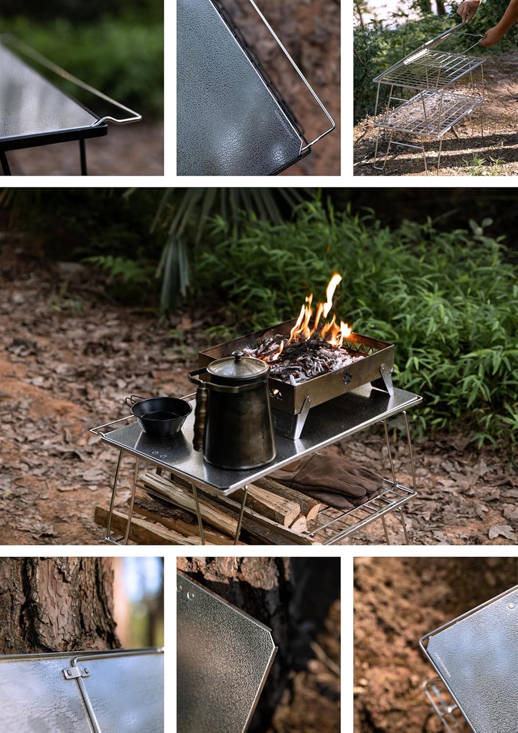 Camping Moon T-2305 Ground Rack, Field Rack, Stainless Steel Top Plate