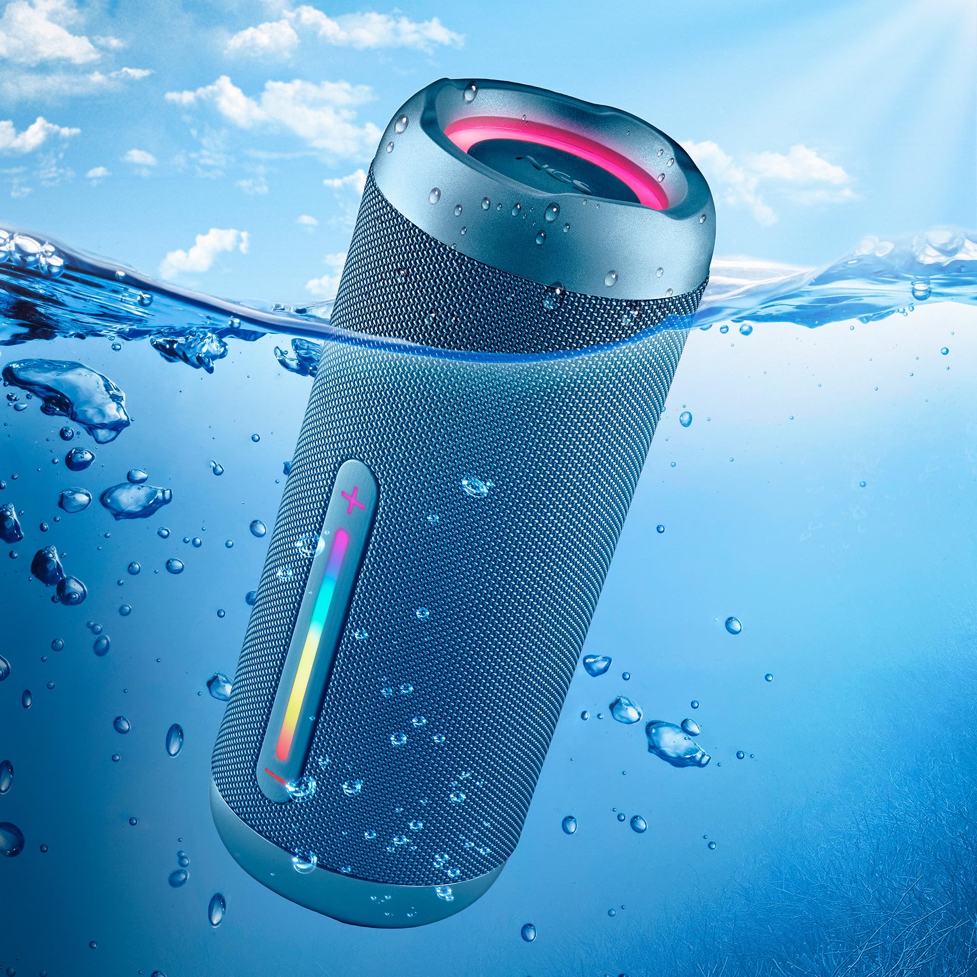 NGS Roller Furia 3 Blue - Altoparlante Wireless Compatibile con Bluetooth, Impermeabilità IPX7, 60 W, True Wireless, USB, Durata Batteria 9 Ore, Blu