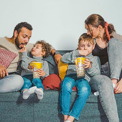 Miniatura 5 de Novelty Place Contenedores de plástico para palomitas de maíz de estilo retro para noche de películas, 7 pulgadas de alto x 4.5 pulgadas de diámetro