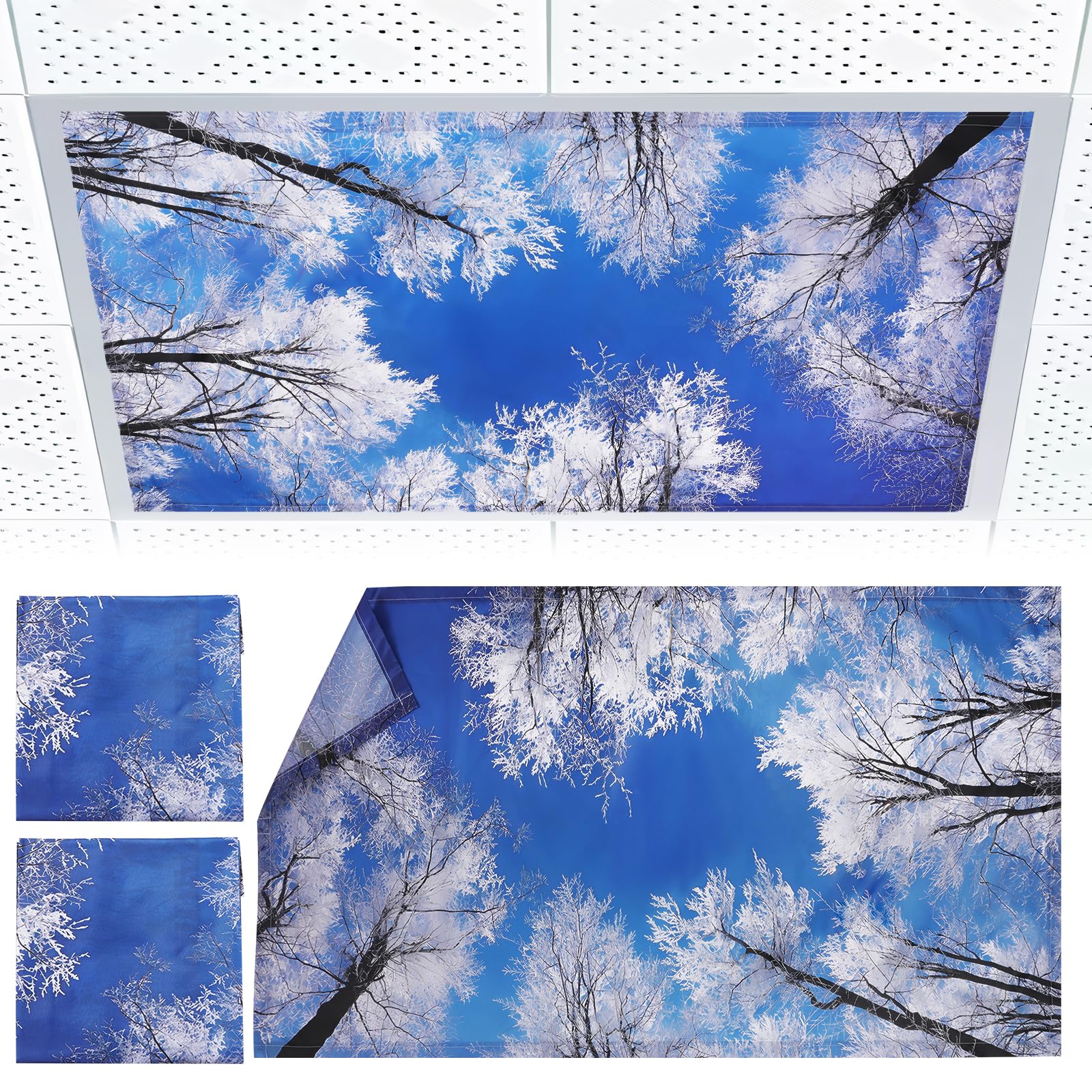 Torixqi 2pcs Fluorescent Light Covers - Light Covers for Ceiling Lights Classroom, Magnetic Light Filters for Office, Hospitals, Home 4 x 2 Feet (winter)