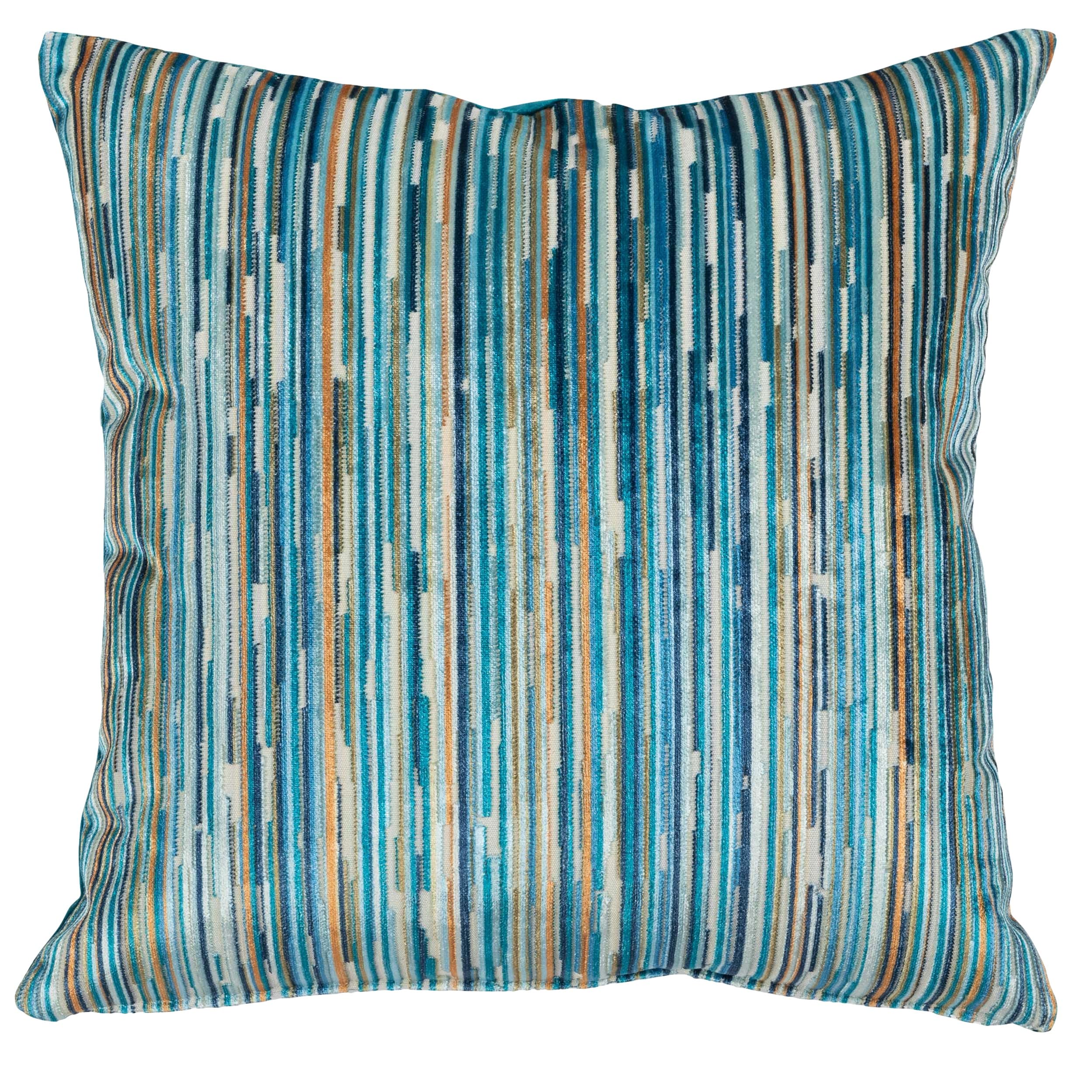 Linen Loft Luxury Velour Stripe Cushion Cover in Teal Blue. Supersoft Luxurious Velvet Chenille Geometric Abstract Striped Design. 17x17 Square Cover Only
