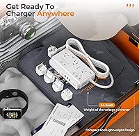 Vista 7 de Convertidor de voltaje de 220 V a 110 V, adaptador de viaje universal TESSAN con 4 cargadores USB (1 USB C), 3 enchufes de CA y adaptador