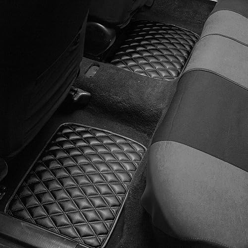 Miniatura 4 de Forros de piel sintética con efecto 3D FH Group F14409, en color negro liso, se adapta a la mayoría de coches, camiones, SUV o furgones, Universal,