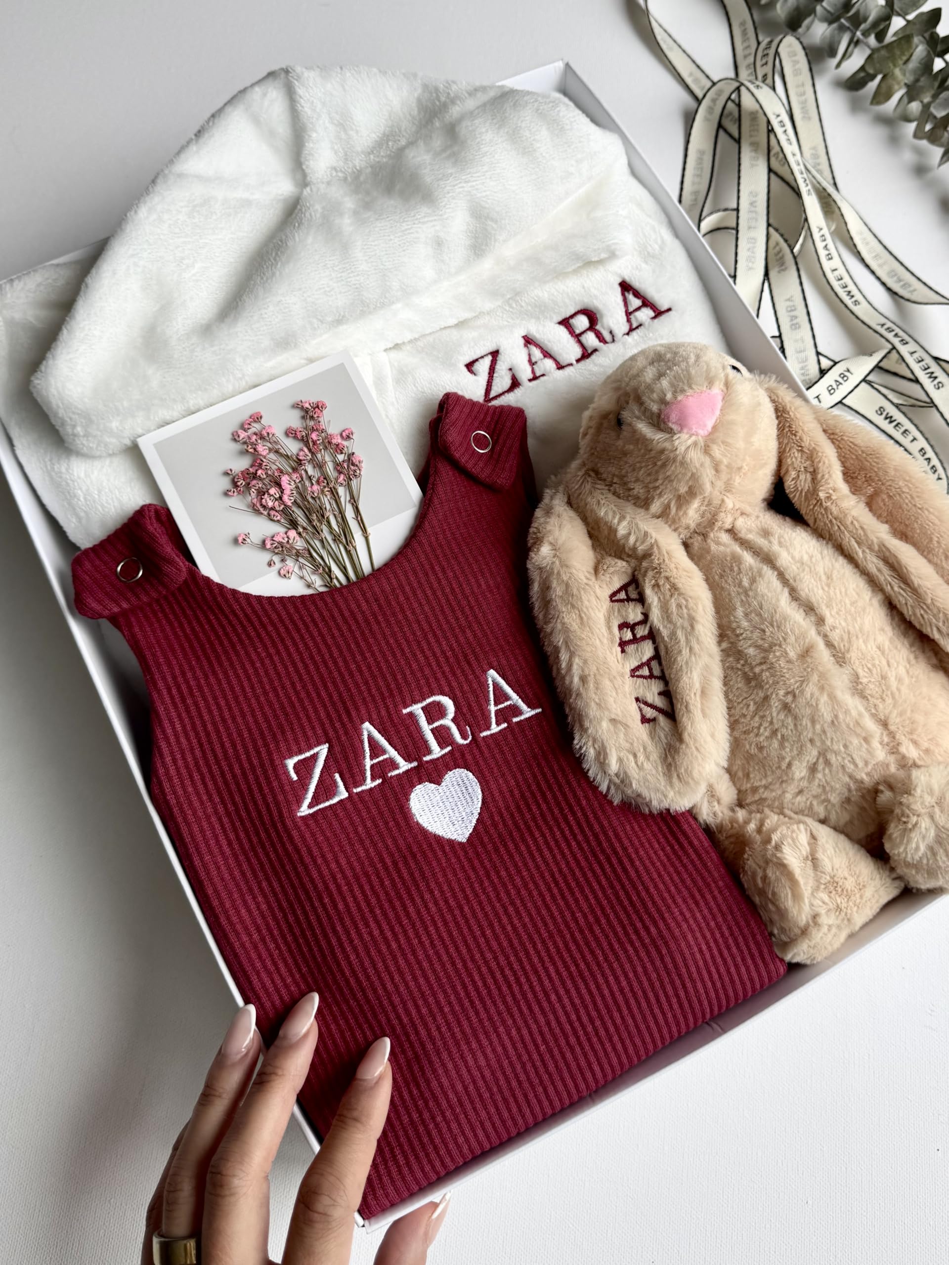 Personalised Baby Gift Set with Box or Without for Baby Boy or Baby Girl, Perfect for Baby Shower Gifts & Christenings with Gift Message Card Ready to Gift (Option 10, 18-24 Months)